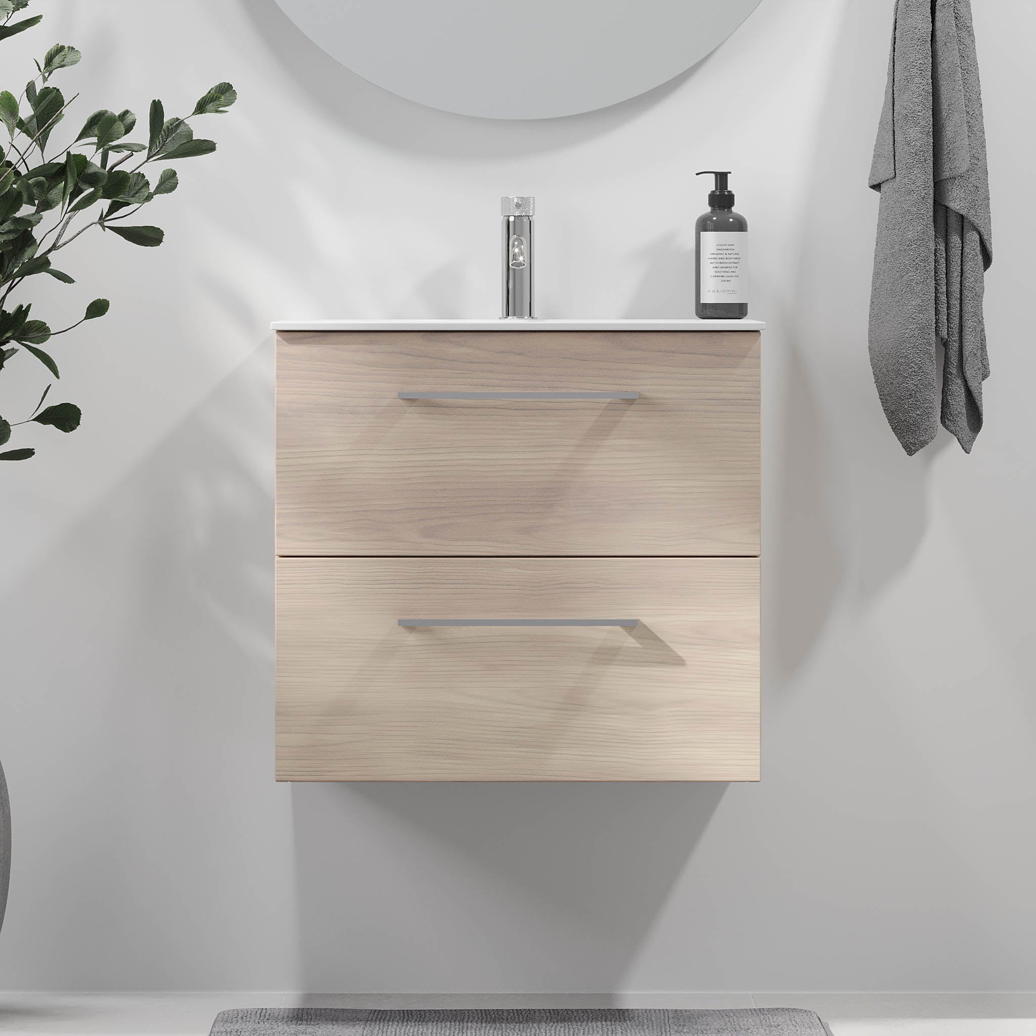 Harstad Badrumsmöbel, Ljus Trä - Tvättställsskåp - BATH DELUXE - EXCLUSIVE - 75 - 060 - 58 - 33 - 41 - BATHDELUXE SWEDEN