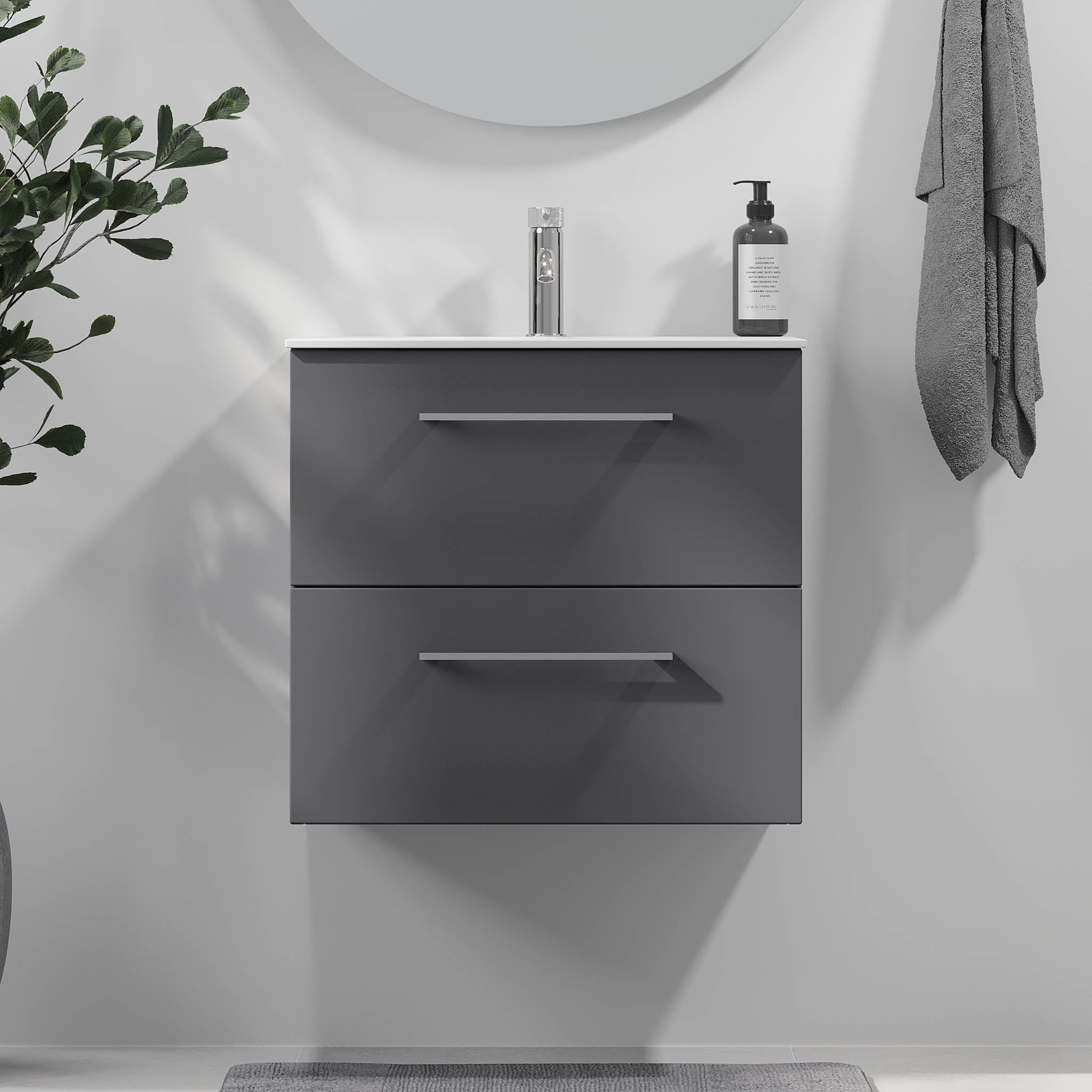Harstad Badrumsmöbel, Antracitgrå - Tvättställsskåp - BATH DELUXE - EXCLUSIVE - 75 - 060 - 58 - 43 - 41 - BATHDELUXE SWEDEN