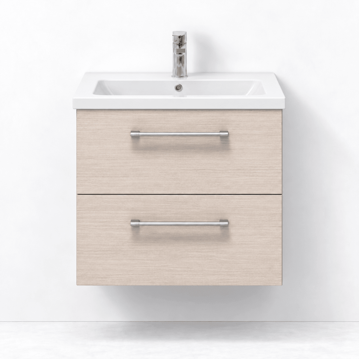 Badrumsmöbel med klassiska Fronter - 100x46x58 cm - ljust trä - vit Porslin tvättställ - Viggo - Tvättställsskåp - Bath Deluxe - 75-060-68-33-50 - BATHDELUXE SWEDEN