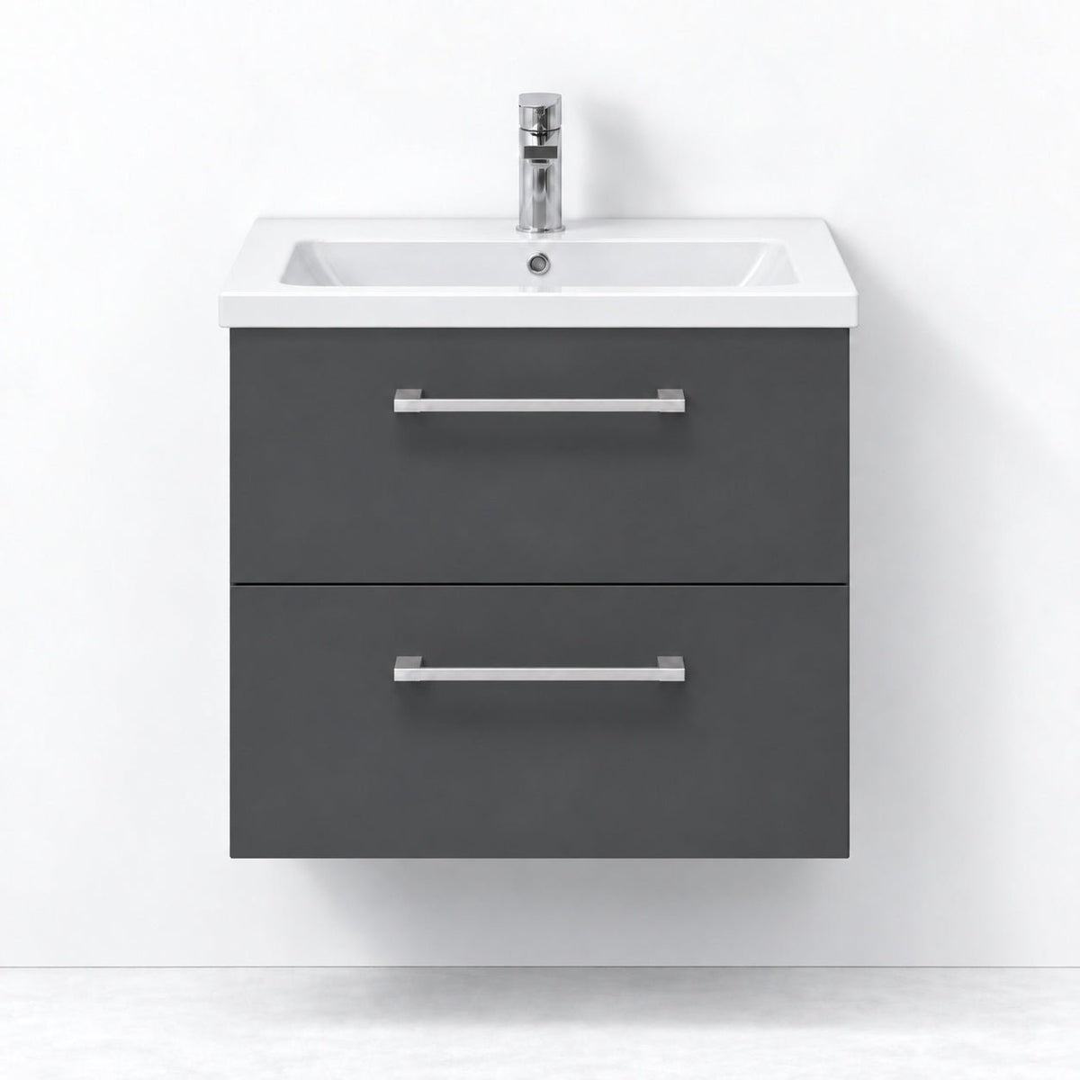 Badrumsmöbel med klassiska Fronter - 90x46x57 cm - svart trälook - vit Porslin tvättställ - Malnes - Tvättställsskåp - Bath Deluxe - 75-060-68-43-50 - BATHDELUXE SWEDEN