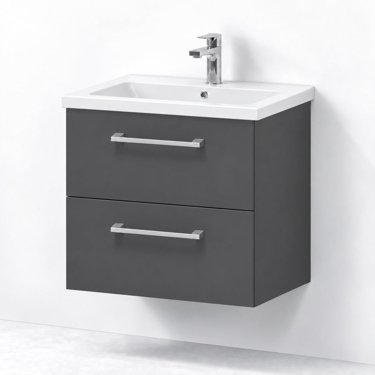 Badrumsmöbel med klassiska Fronter - 90x46x57 cm - svart trälook - vit Porslin tvättställ - Malnes - Tvättställsskåp - Bath Deluxe - 75-060-68-43-50 - BATHDELUXE SWEDEN