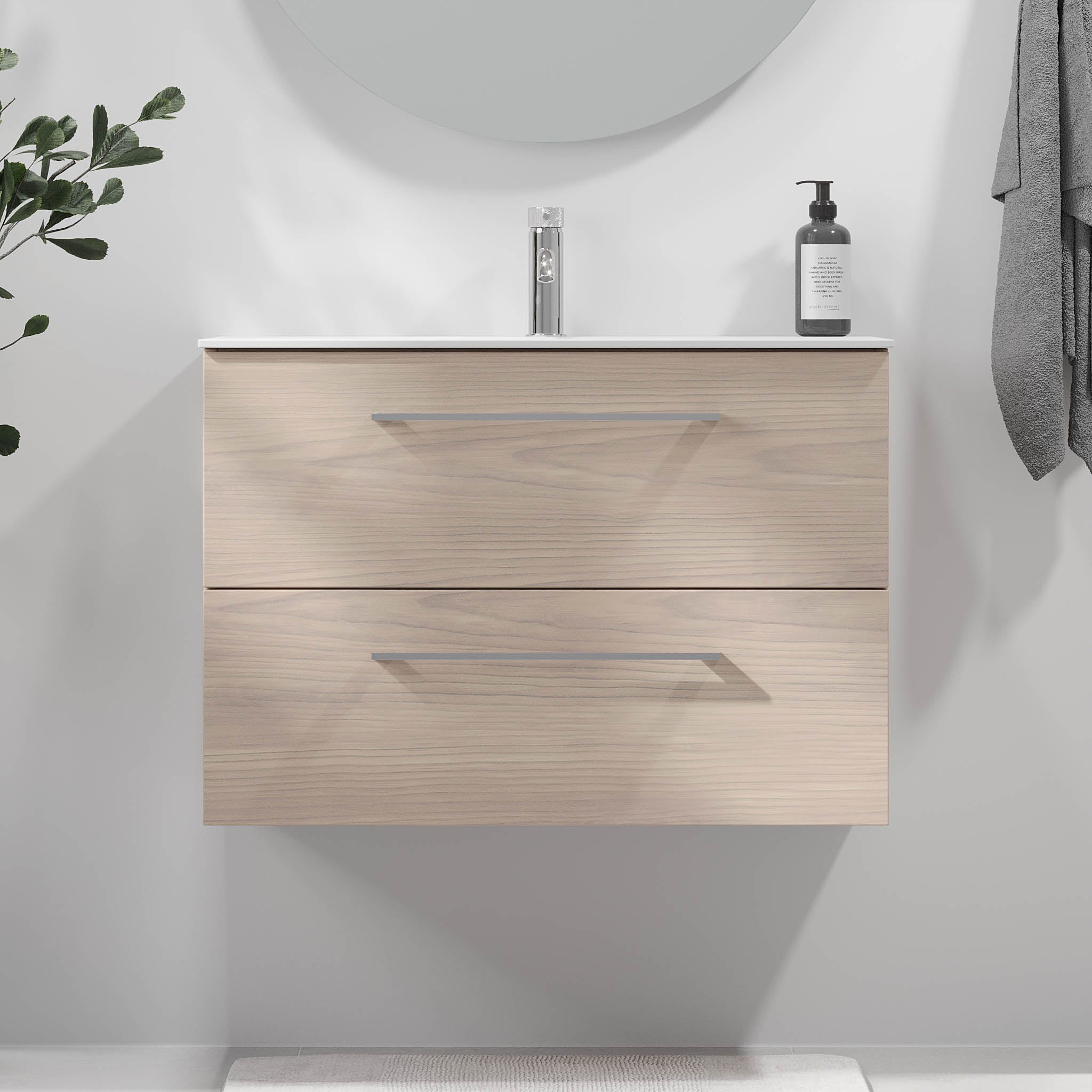 Harstad Badrumsmöbel, Ljus Trä - Tvättställsskåp - BATH DELUXE - EXCLUSIVE - 75 - 080 - 58 - 33 - 40 - BATHDELUXE SWEDEN