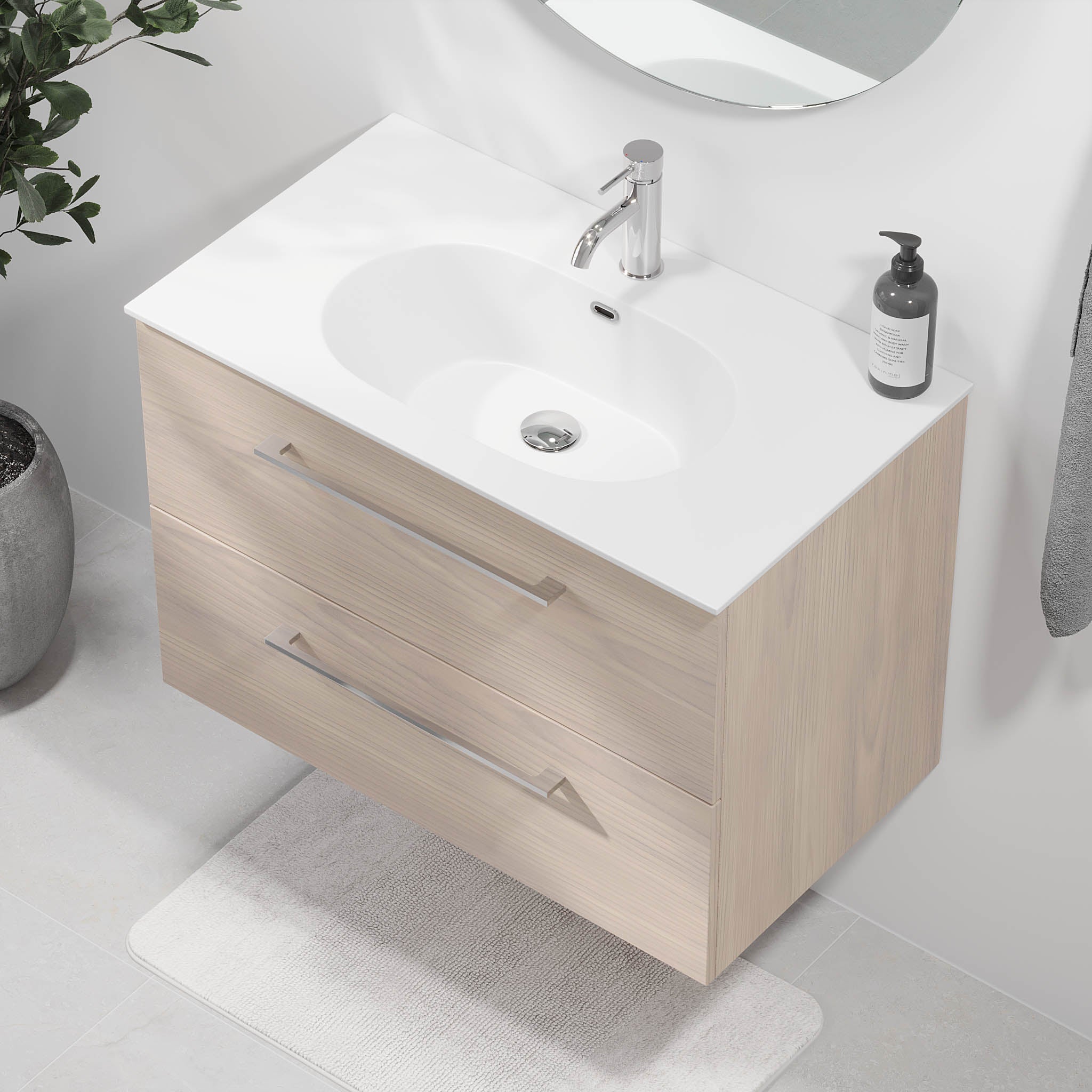 Harstad Badrumsmöbel, Ljus Trä - Tvättställsskåp - BATH DELUXE - EXCLUSIVE - 75 - 080 - 58 - 33 - 40 - BATHDELUXE SWEDEN