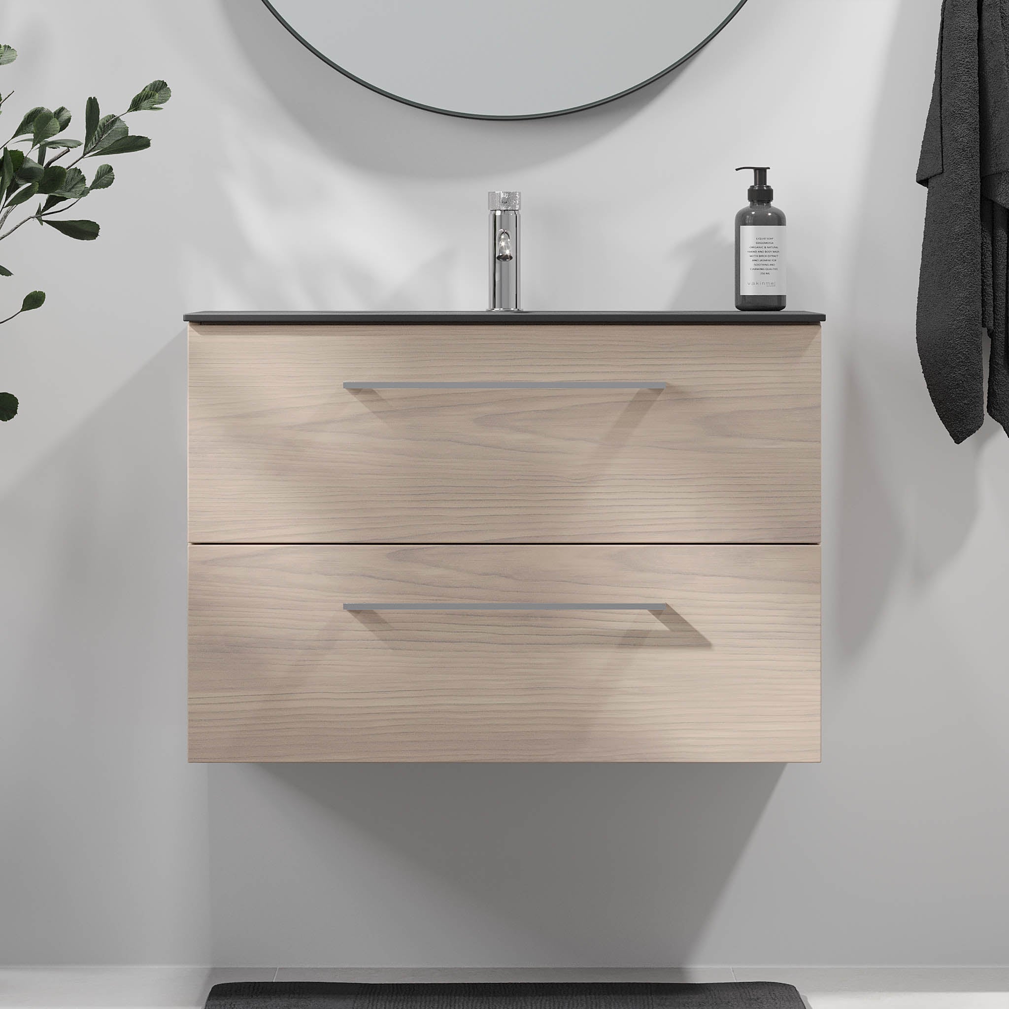 Horten Badrumsmöbel, Ljus Trä - Tvättställsskåp - BATH DELUXE - EXCLUSIVE - 75 - 080 - 60 - 33 - 40 - BATHDELUXE SWEDEN
