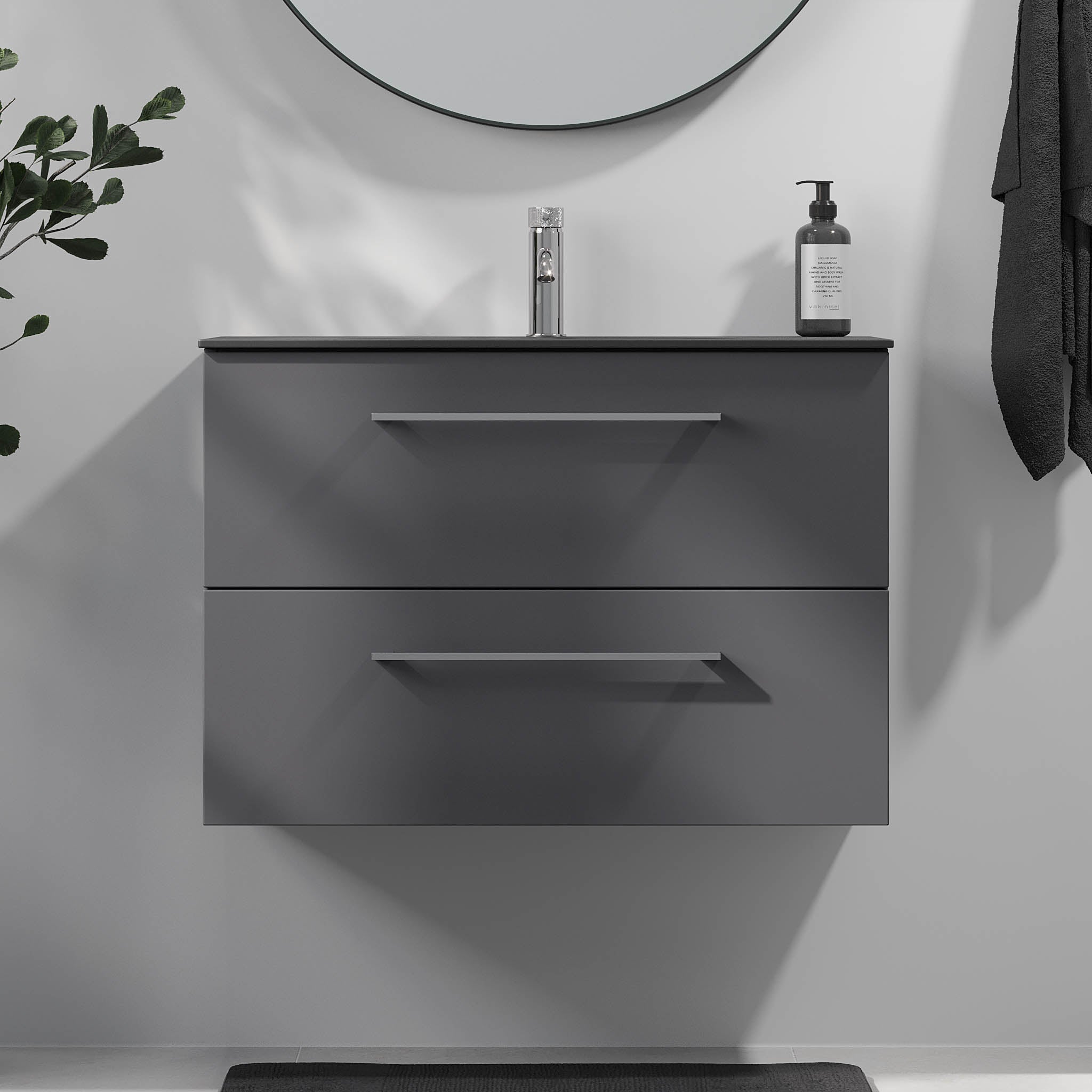 Horten Badrumsmöbel, Antracitgrå - Tvättställsskåp - BATH DELUXE - EXCLUSIVE - 75 - 080 - 60 - 43 - 40 - BATHDELUXE SWEDEN