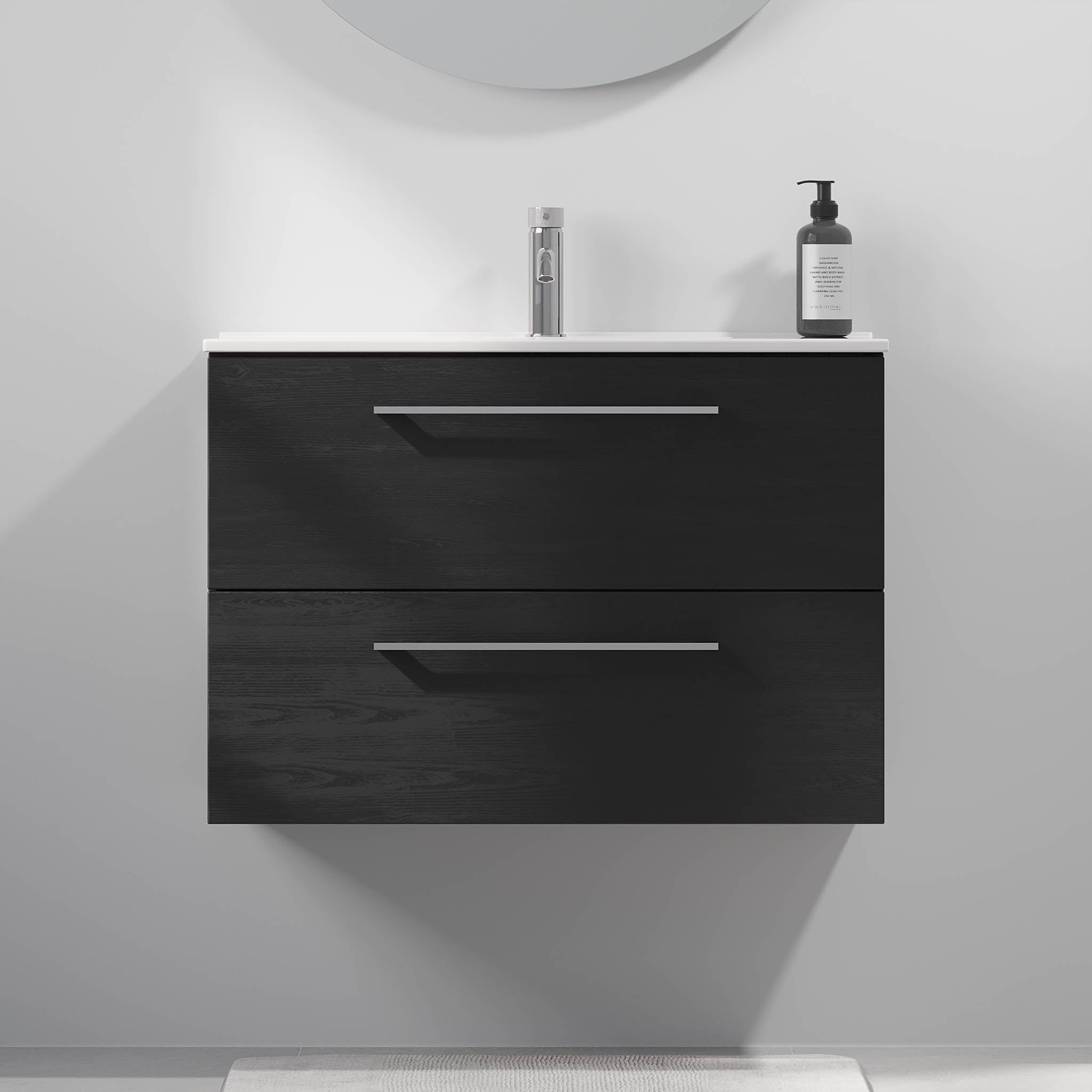 Magnor Badrumsmöbel Slimline med Lådor, Svart Trä - Tvättställsskåp - BATH DELUXE - EXCLUSIVE - 75 - 080 - 70 - 22 - 40 - BATHDELUXE SWEDEN