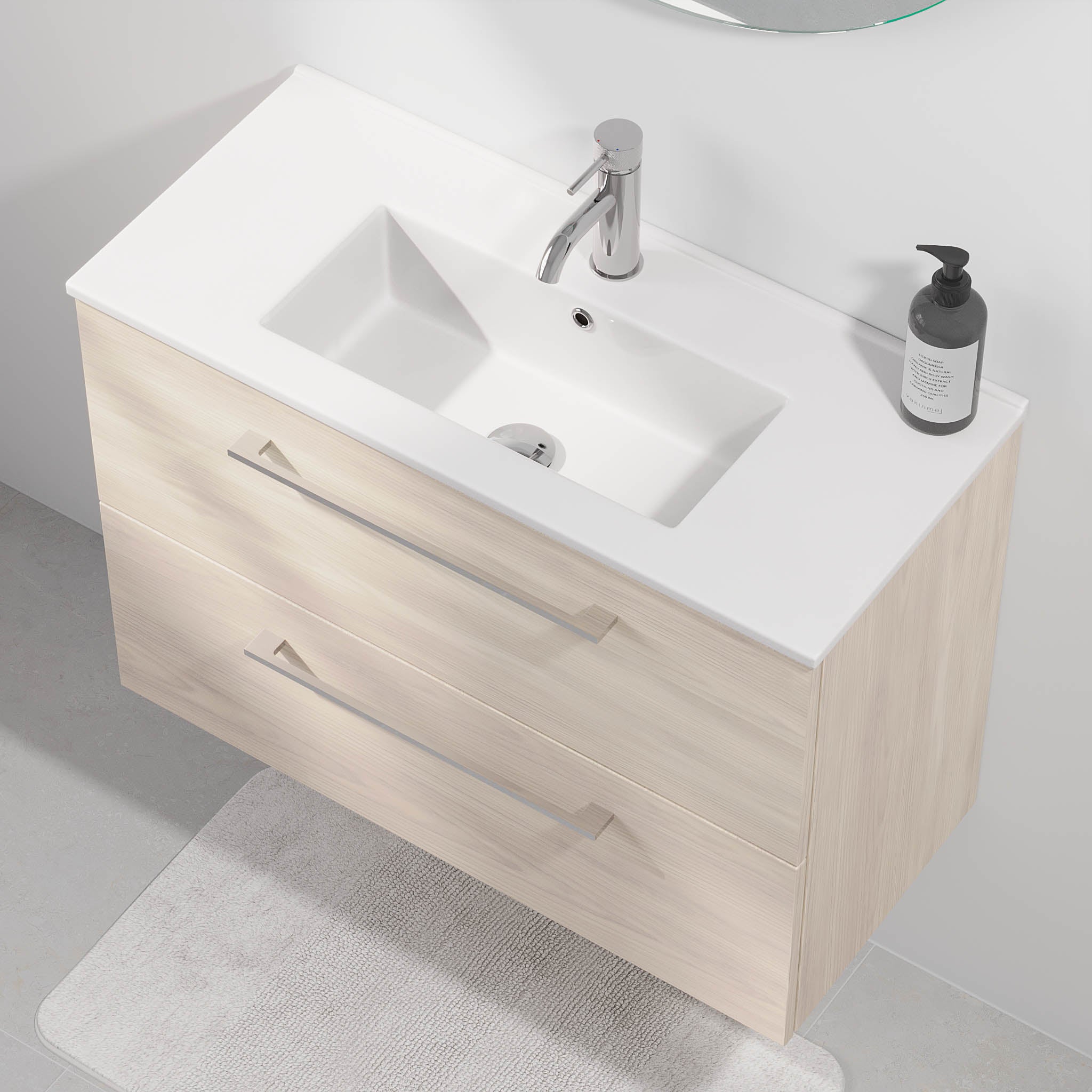 Magnor Badrumsmöbel Slimline med Lådor, Ljus Trä - Tvättställsskåp - BATH DELUXE - EXCLUSIVE - 75 - 080 - 70 - 33 - 40 - BATHDELUXE SWEDEN