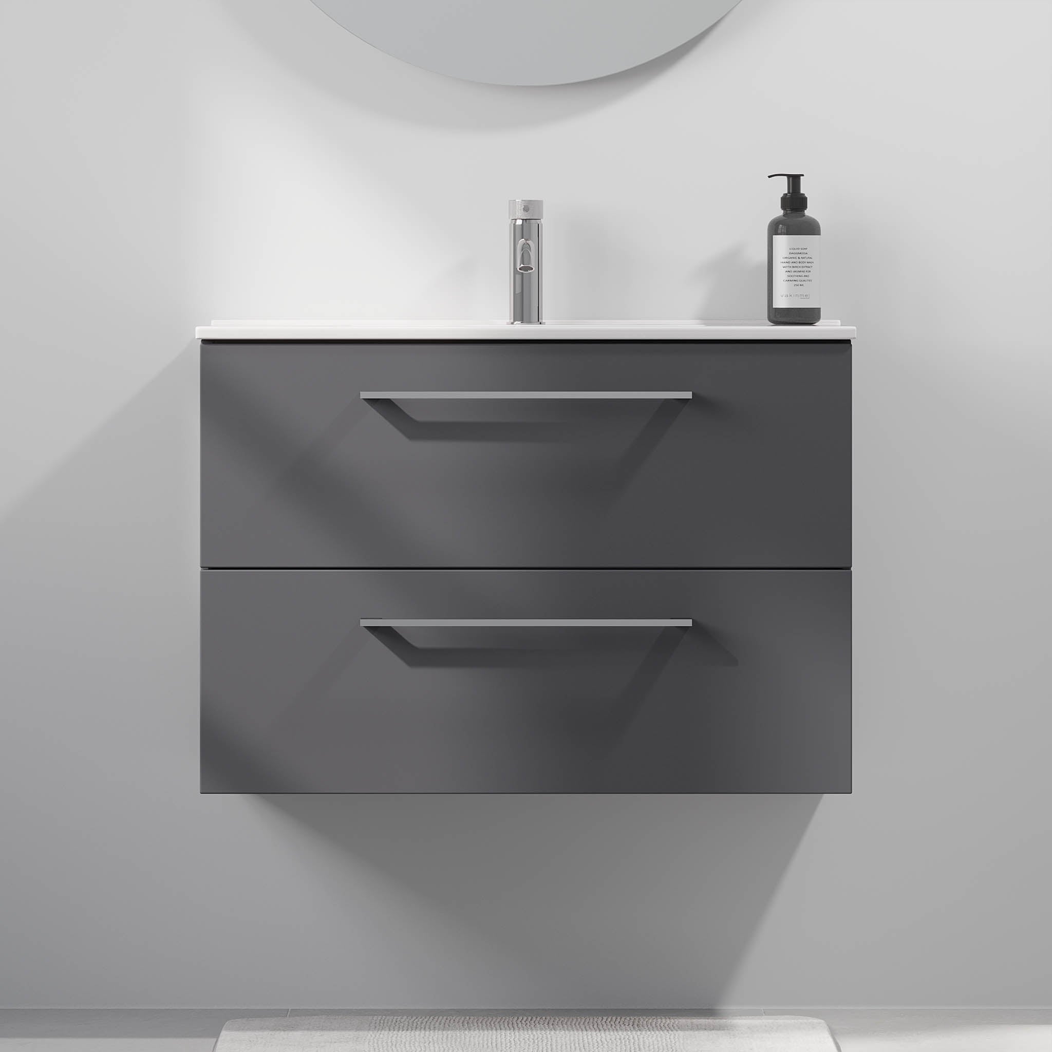 Magnor Badrumsmöbel Slimline med Lådor, Antracitgrå - Tvättställsskåp - BATH DELUXE - EXCLUSIVE - 75 - 080 - 70 - 43 - 40 - BATHDELUXE SWEDEN