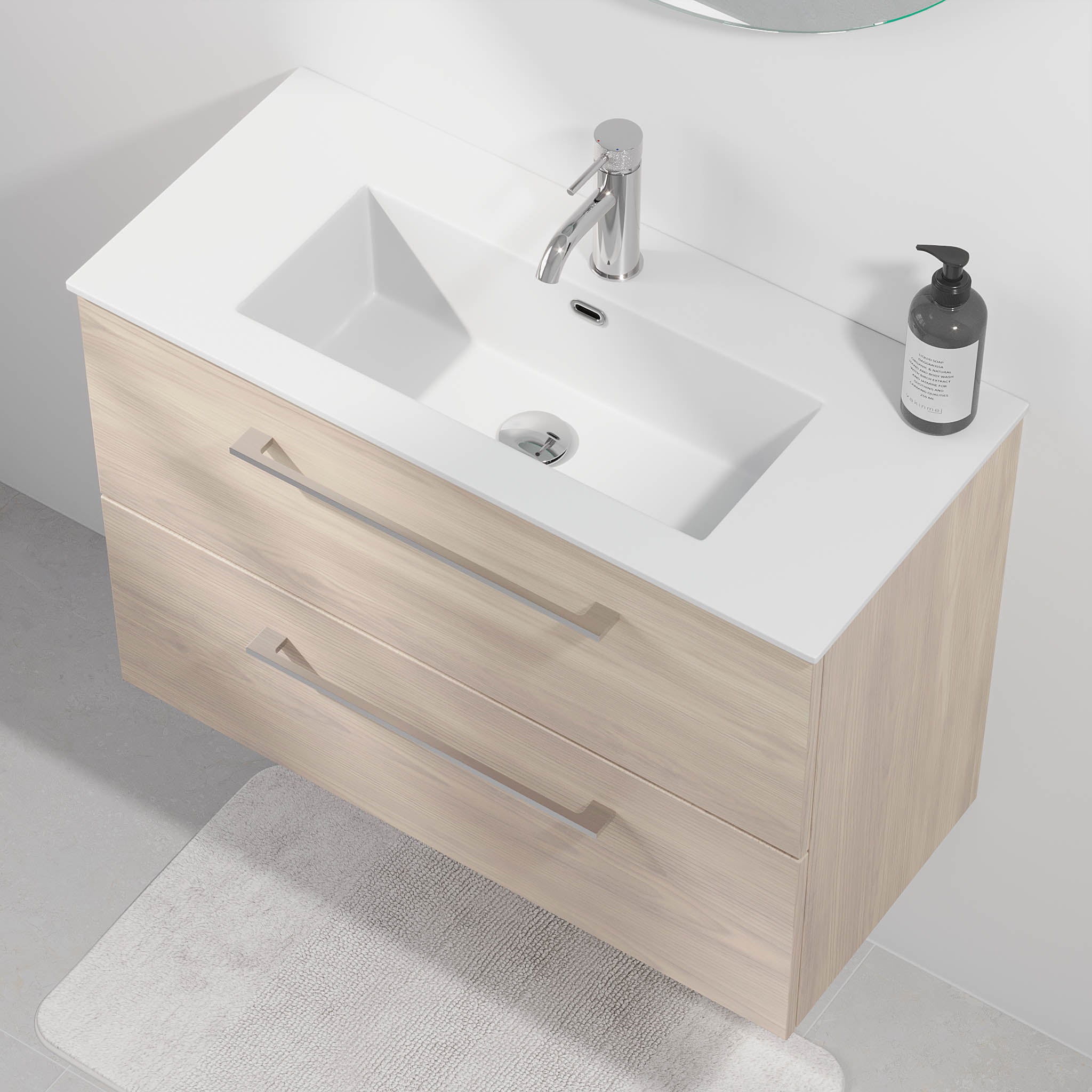 Hamar Badrumsmöbel Slimline, Ljust Trä - Tvättställsskåp - BATH DELUXE - EXCLUSIVE - 75 - 080 - 71 - 33 - 40 - BATHDELUXE SWEDEN