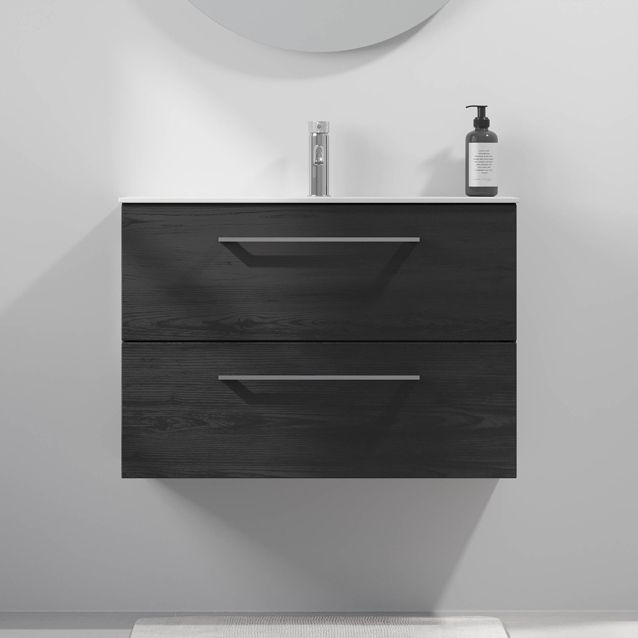 Harstad Badrumsmöbel Slimline, Svart Trä - Tvättställsskåp - BATH DELUXE - EXCLUSIVE - 75 - 080 - 72 - 22 - 40 - BATHDELUXE SWEDEN