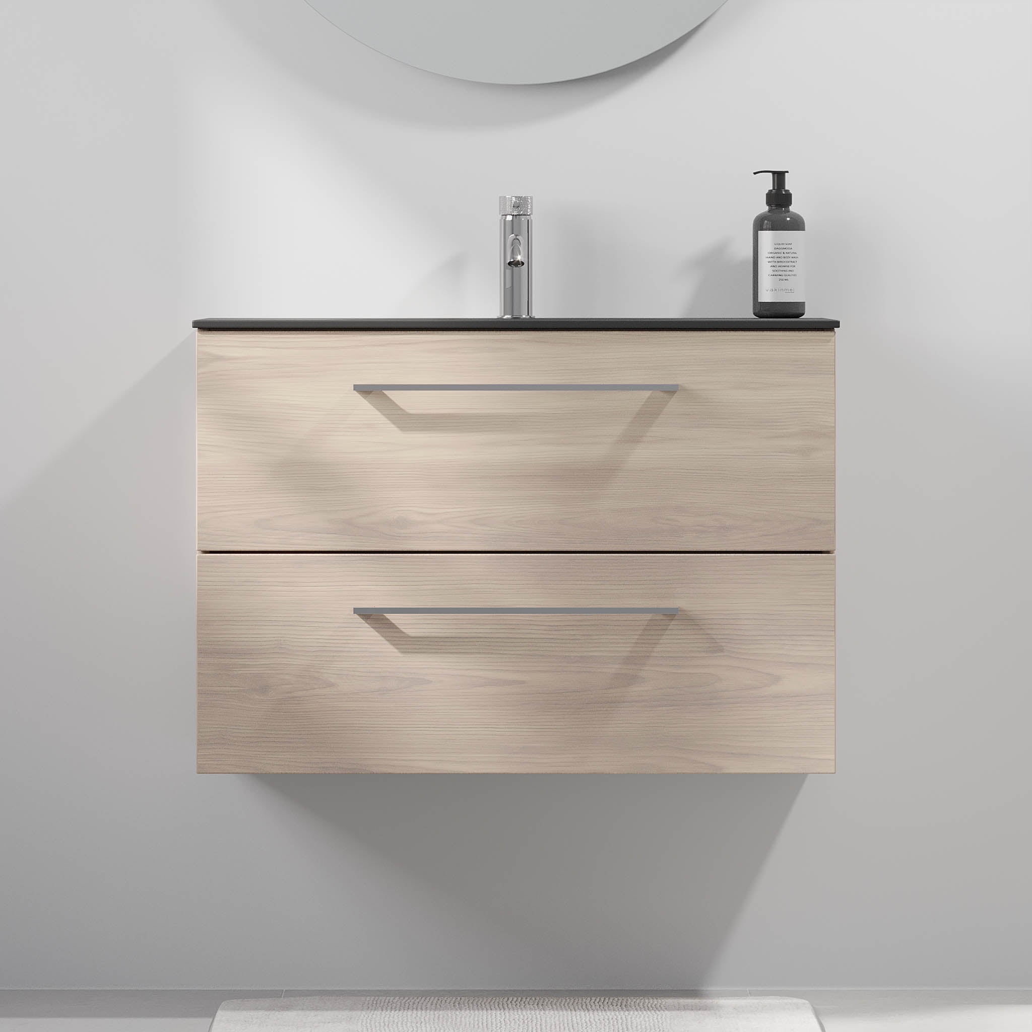 Horten Badrumsmöbel Slimline, Ljus Trä - Tvättställsskåp - BATH DELUXE - EXCLUSIVE - 75 - 080 - 73 - 33 - 40 - BATHDELUXE SWEDEN