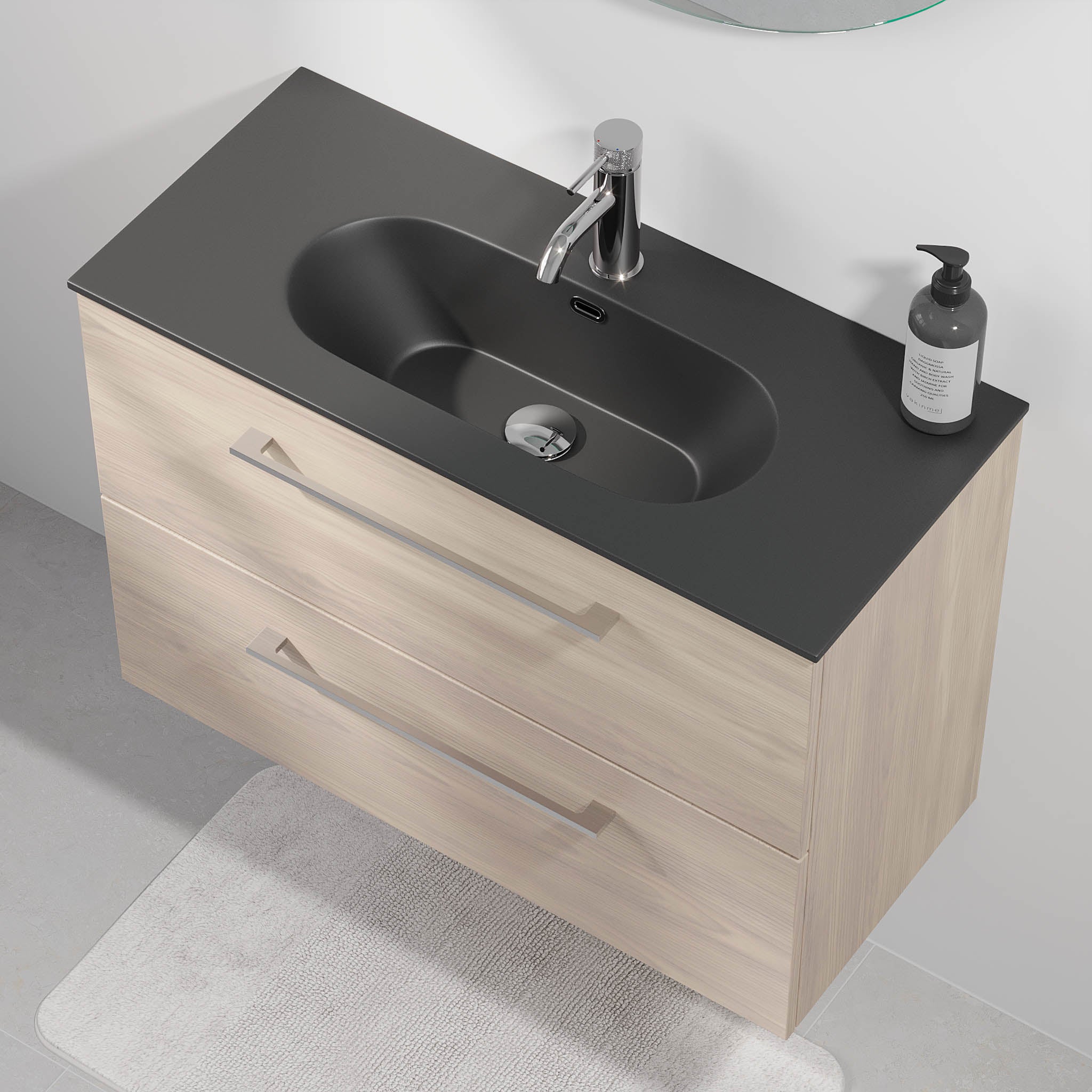 Horten Badrumsmöbel Slimline, Ljus Trä - Tvättställsskåp - BATH DELUXE - EXCLUSIVE - 75 - 080 - 73 - 33 - 40 - BATHDELUXE SWEDEN