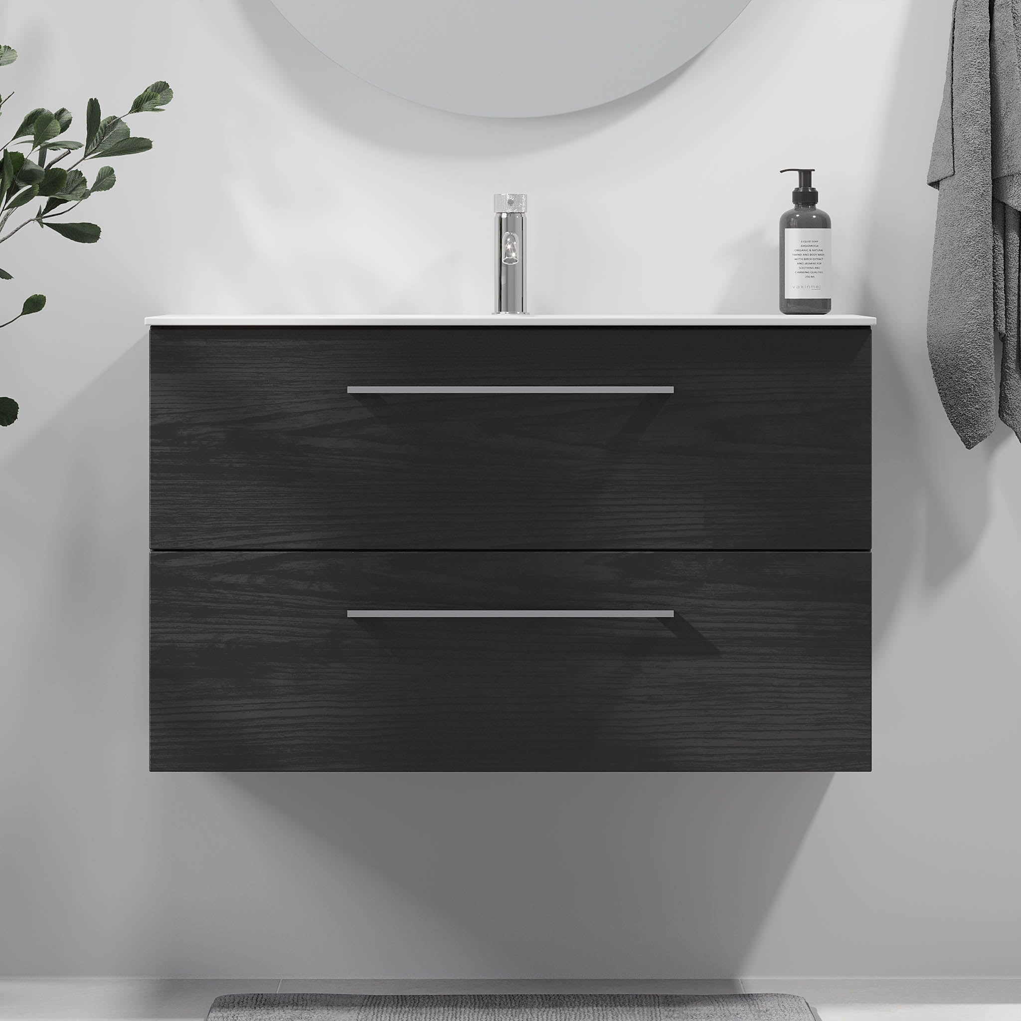 Harstad Badrumsmöbel, Svart Trä - Tvättställsskåp - BATH DELUXE - EXCLUSIVE - 75 - 090 - 58 - 22 - 40 - BATHDELUXE SWEDEN
