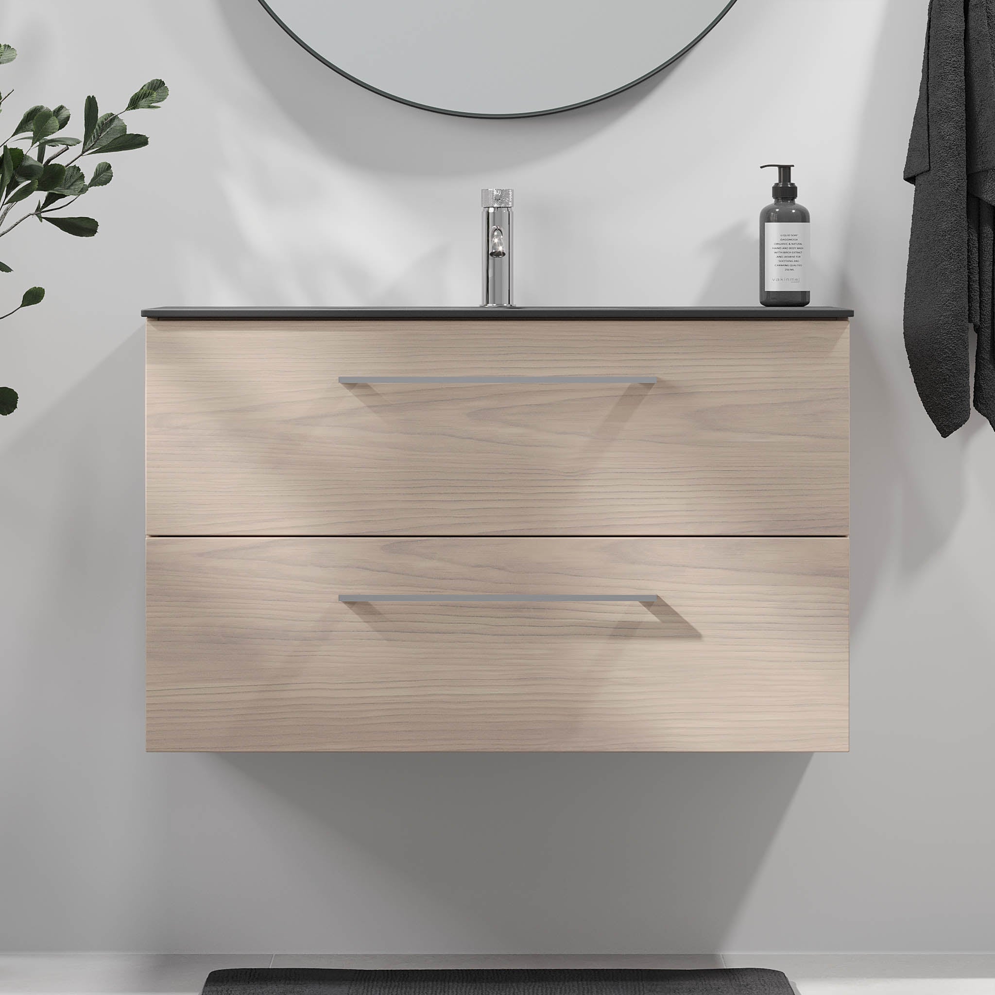 Horten Badrumsmöbel, Ljus Trä - Tvättställsskåp - BATH DELUXE - EXCLUSIVE - 75 - 090 - 60 - 33 - 40 - BATHDELUXE SWEDEN