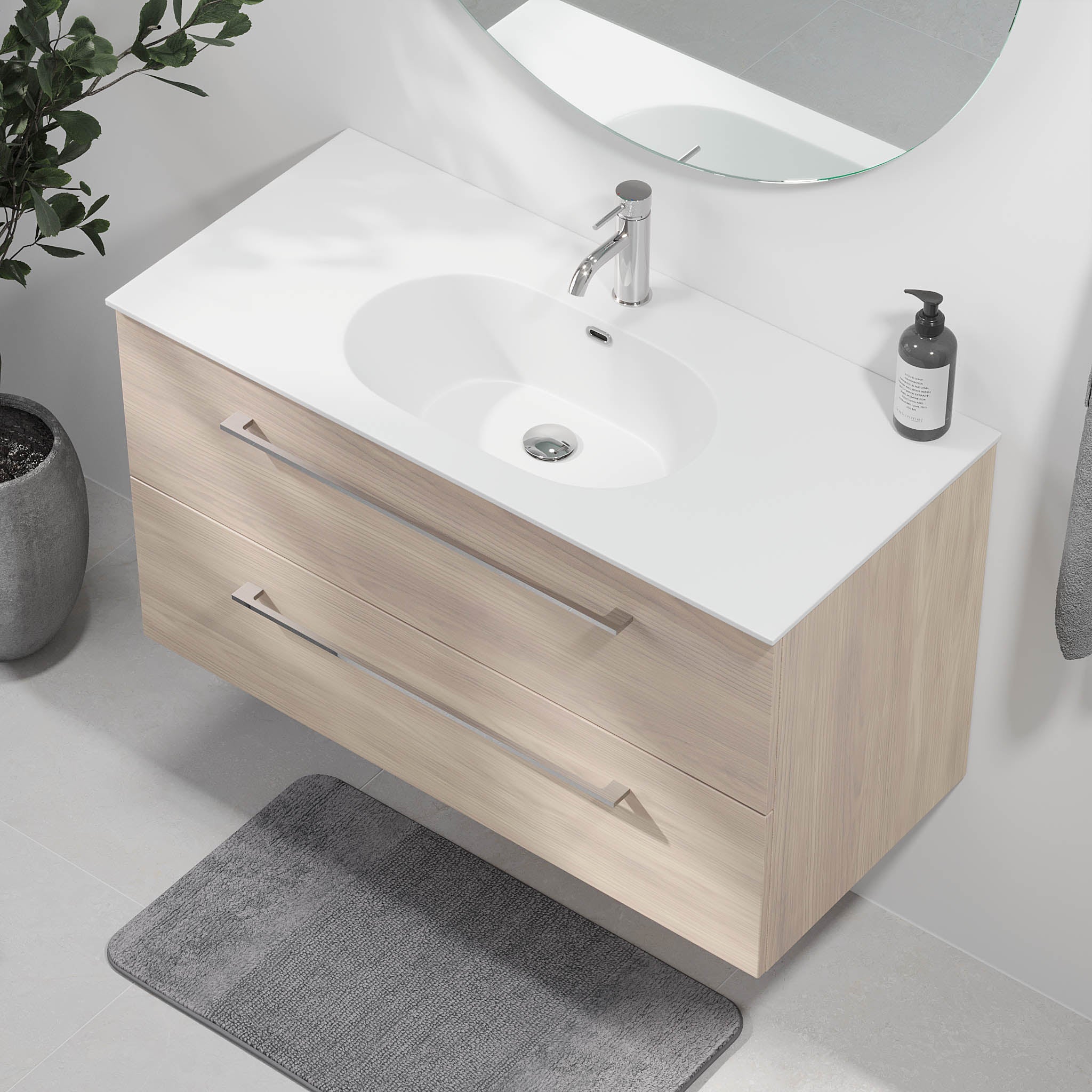Harstad Badrumsmöbel, Ljus Trä - Tvättställsskåp - BATH DELUXE - EXCLUSIVE - 75 - 100 - 58 - 33 - 40 - BATHDELUXE SWEDEN