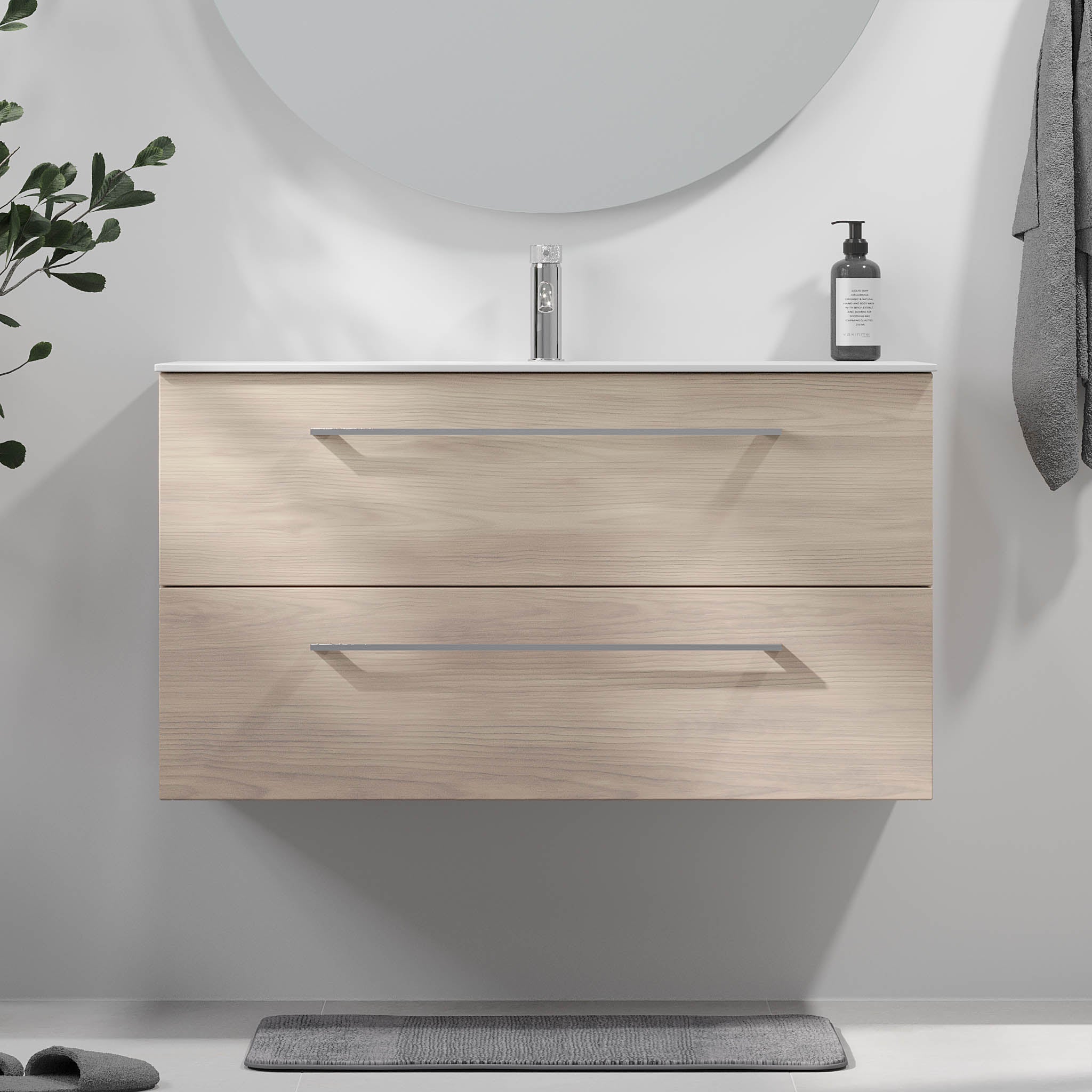 Harstad Badrumsmöbel, Ljus Trä - Tvättställsskåp - BATH DELUXE - EXCLUSIVE - 75 - 100 - 58 - 33 - 40 - BATHDELUXE SWEDEN