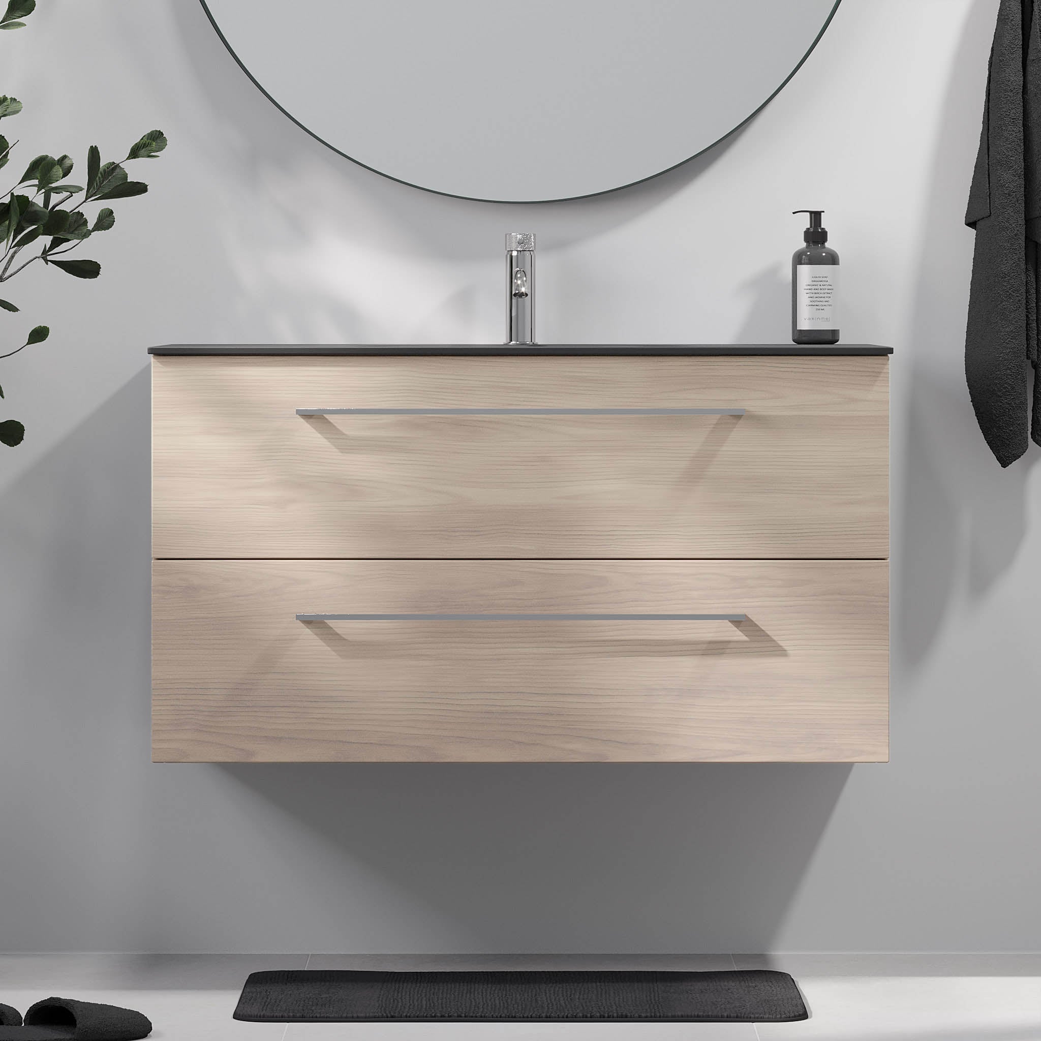 Horten Badrumsmöbel, Ljus Trä - Tvättställsskåp - BATH DELUXE - EXCLUSIVE - 75 - 100 - 60 - 33 - 40 - BATHDELUXE SWEDEN