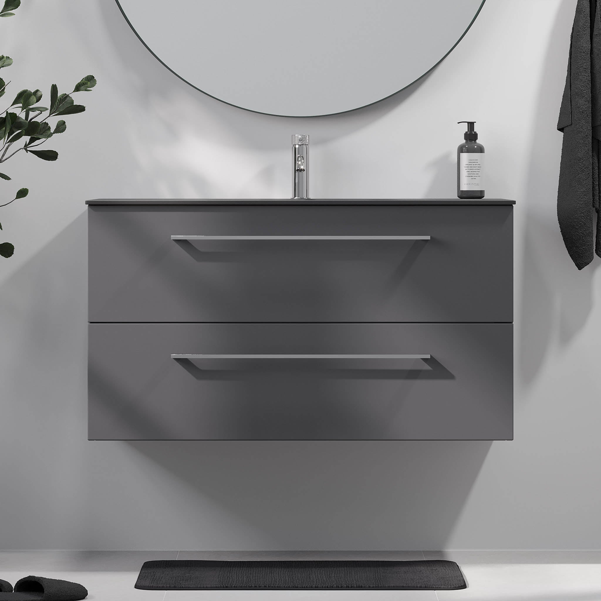 Horten Badrumsmöbel, Antracitgrå - Tvättställsskåp - BATH DELUXE - EXCLUSIVE - 75 - 100 - 60 - 43 - 40 - BATHDELUXE SWEDEN