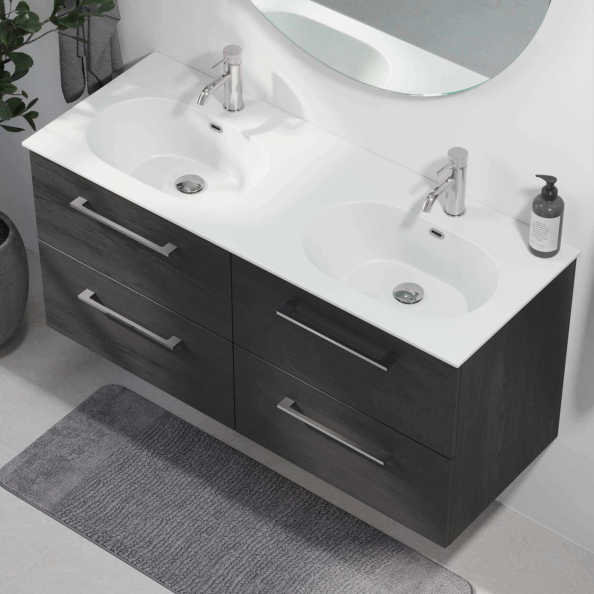 Harstad Badrumsmöbel, Svart Trä - Tvättställsskåp - BATH DELUXE - EXCLUSIVE - 75 - 120 - 58 - 22 - 40 - BATHDELUXE SWEDEN