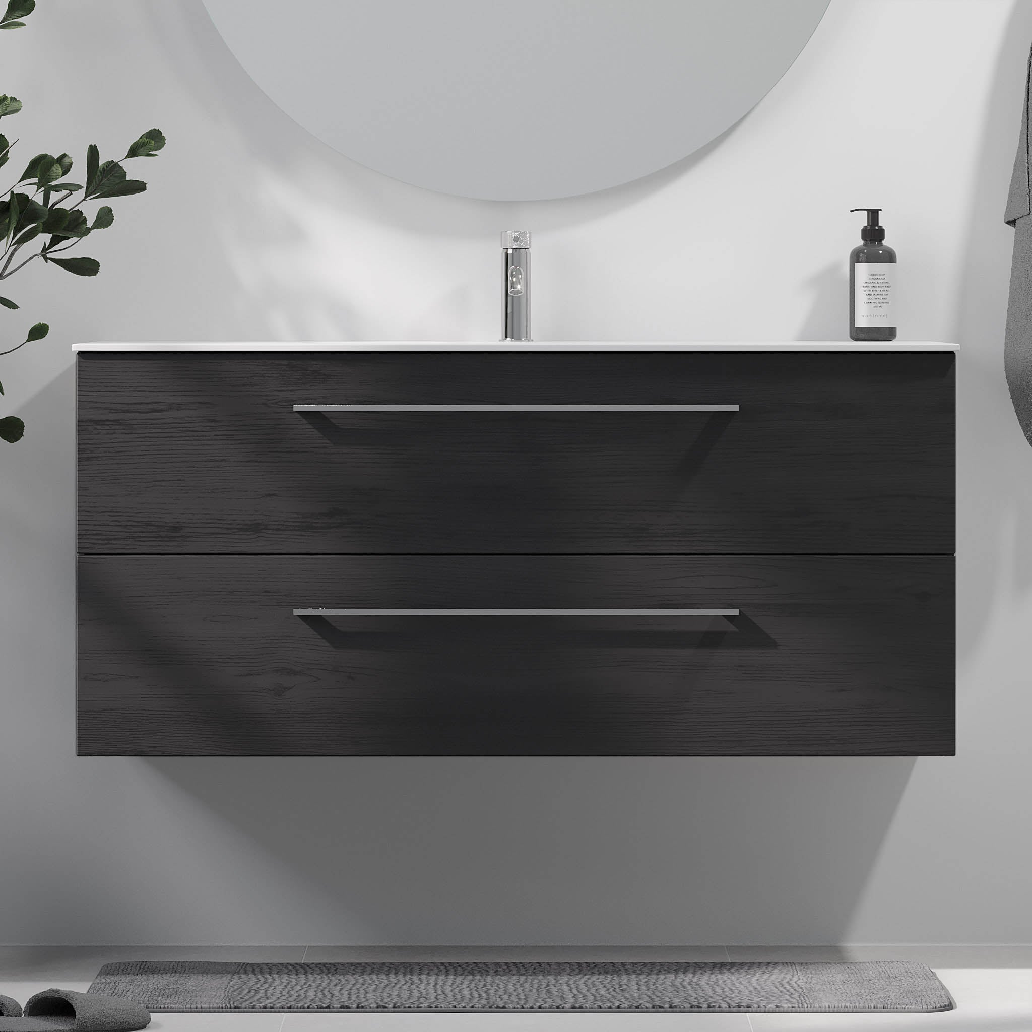 Harstad Badrumsmöbel, Svart Trä - Tvättställsskåp - BATH DELUXE - EXCLUSIVE - 75 - 120 - 58 - 22 - 40 - BATHDELUXE SWEDEN