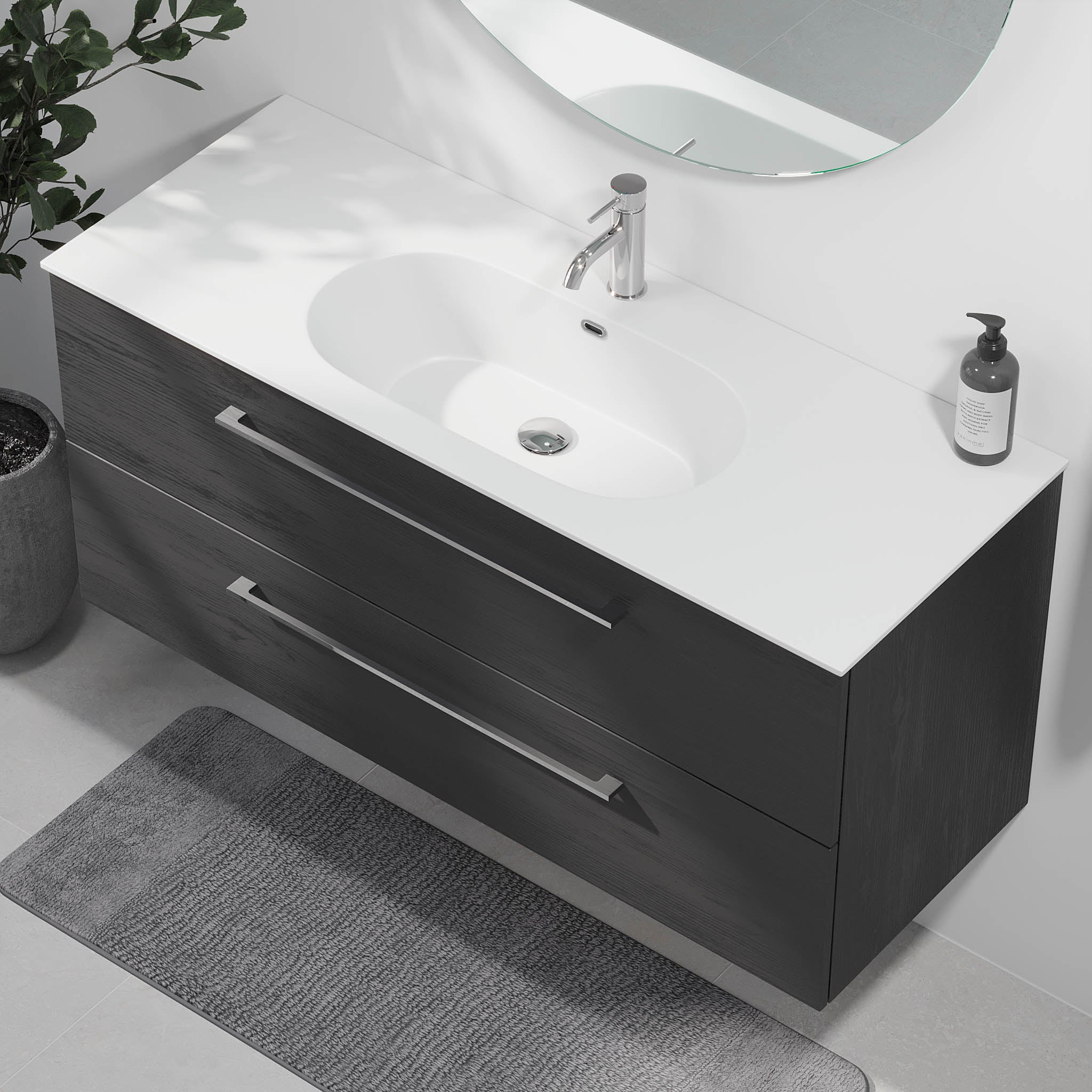 Harstad Badrumsmöbel, Svart Trä - Tvättställsskåp - BATH DELUXE - EXCLUSIVE - 75 - 120 - 58 - 22 - 40 - BATHDELUXE SWEDEN