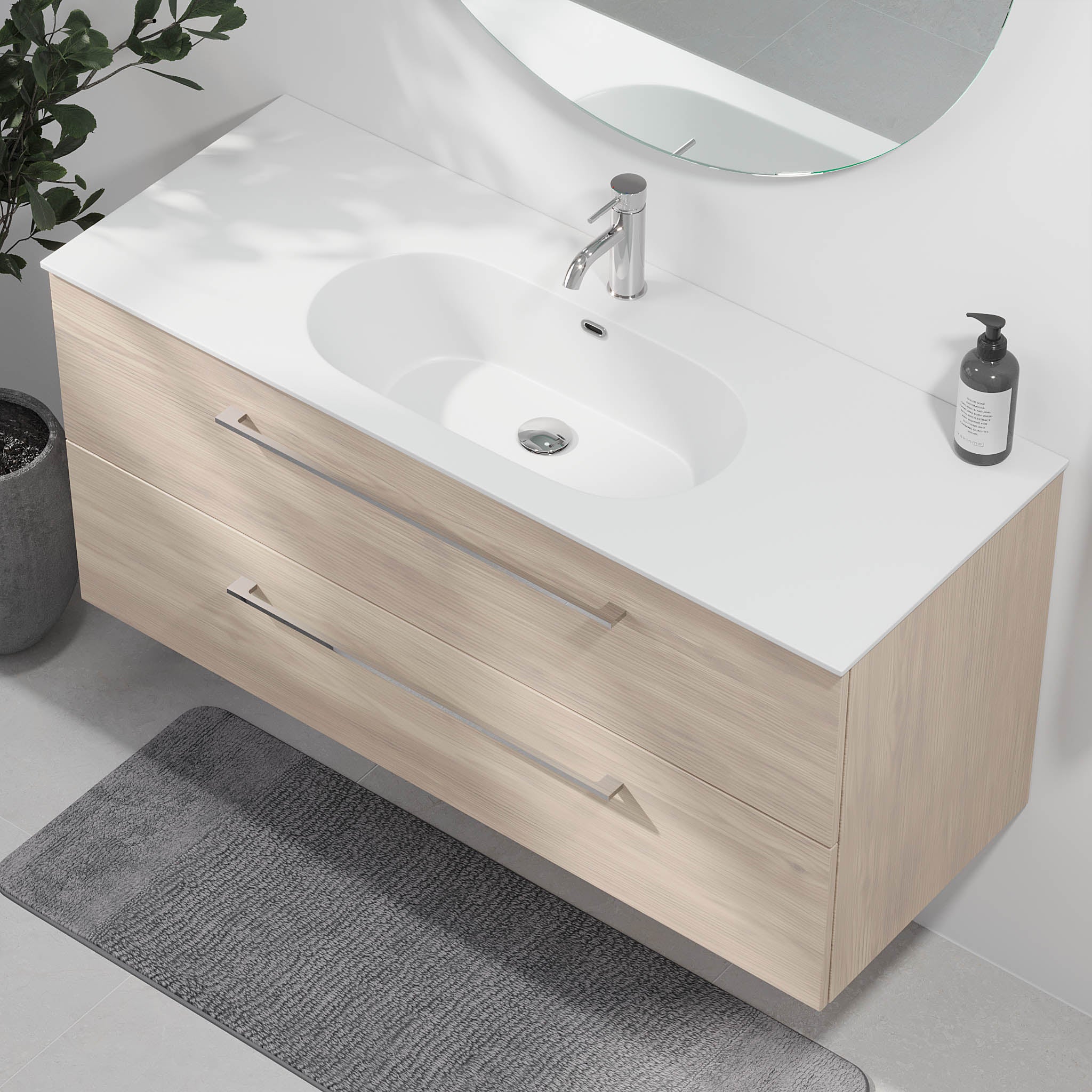 Harstad Badrumsmöbel, Ljus Trä - Tvättställsskåp - BATH DELUXE - EXCLUSIVE - 75 - 120 - 58 - 33 - 40 - BATHDELUXE SWEDEN