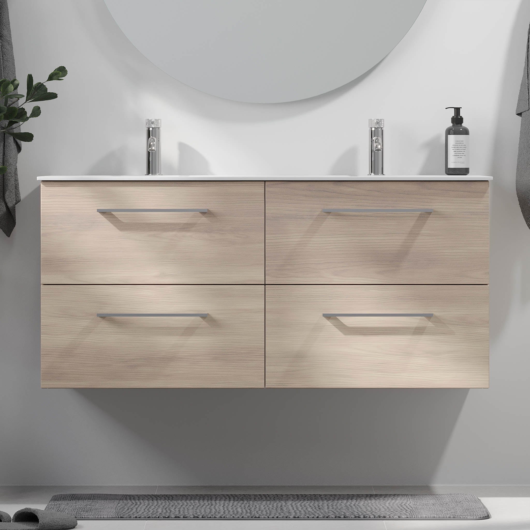 Harstad Badrumsmöbel, Ljus Trä - Tvättställsskåp - BATH DELUXE - EXCLUSIVE - 75 - 120 - 58 - 33 - 42 - BATHDELUXE SWEDEN