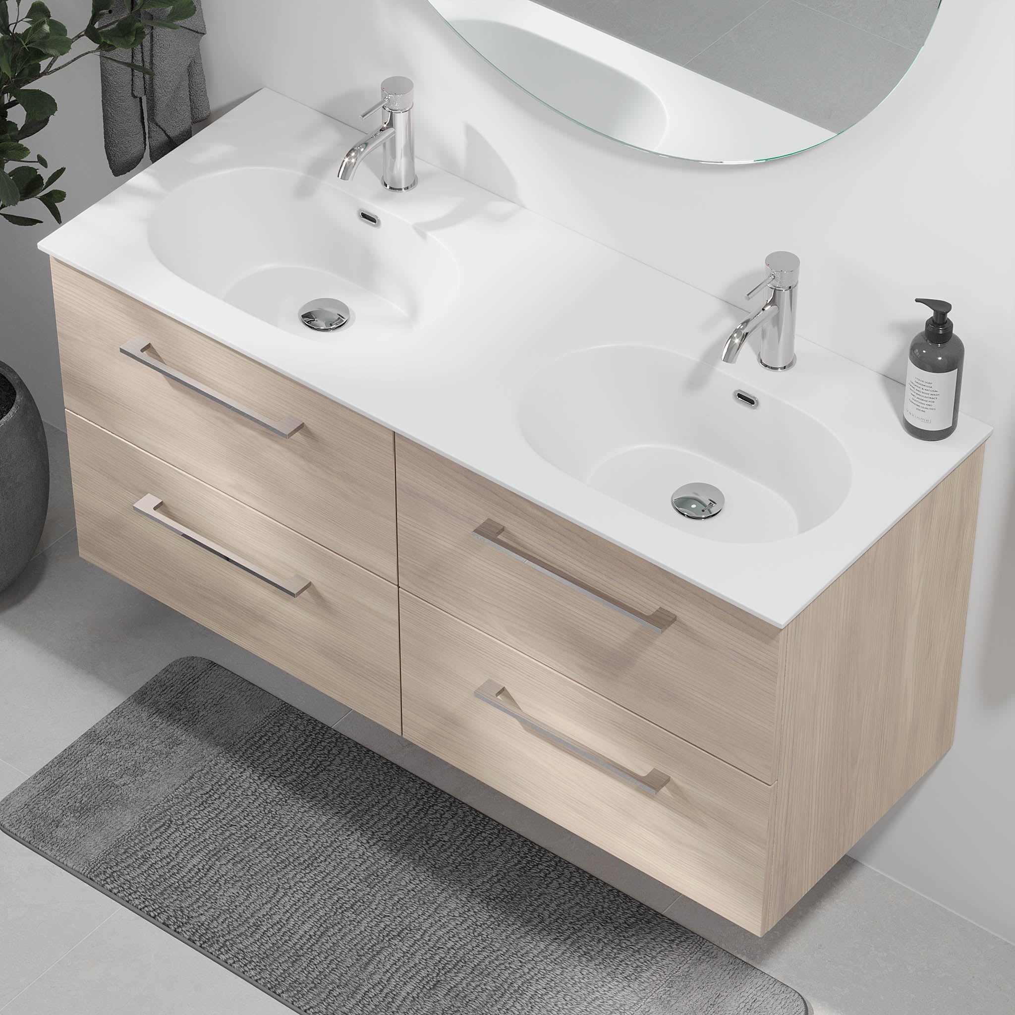 Harstad Badrumsmöbel, Ljus Trä - Tvättställsskåp - BATH DELUXE - EXCLUSIVE - 75 - 120 - 58 - 33 - 42 - BATHDELUXE SWEDEN