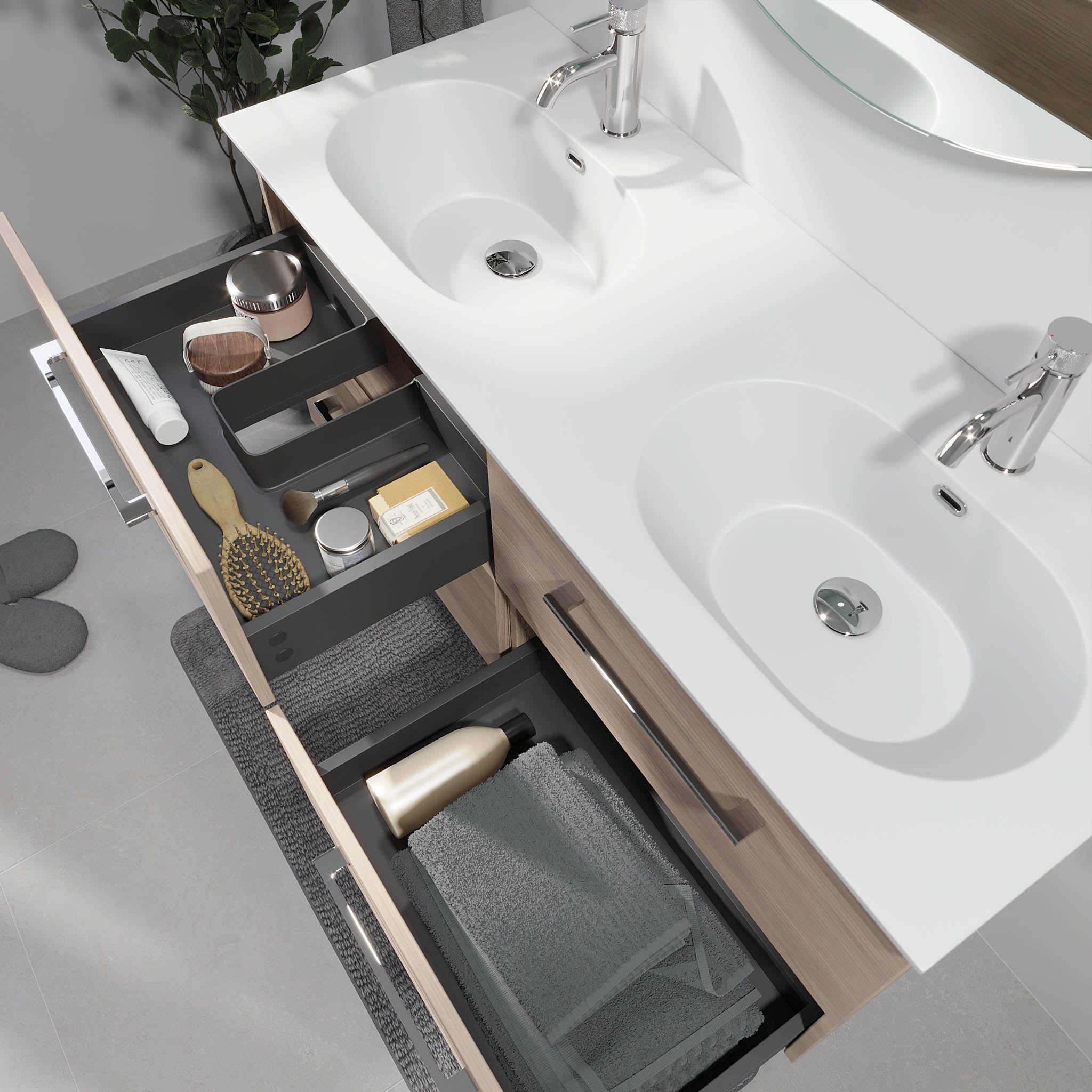 Harstad Badrumsmöbel, Ljus Trä - Tvättställsskåp - BATH DELUXE - EXCLUSIVE - 75 - 120 - 58 - 33 - 42 - BATHDELUXE SWEDEN
