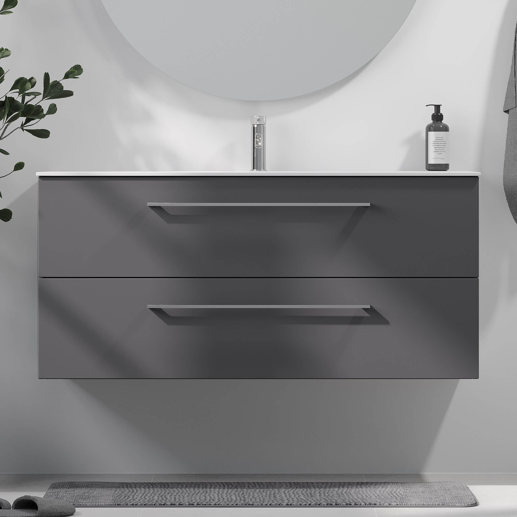 Harstad Badrumsmöbel, Antracitgrå - Tvättställsskåp - BATH DELUXE - EXCLUSIVE - 75 - 120 - 58 - 43 - 40 - BATHDELUXE SWEDEN