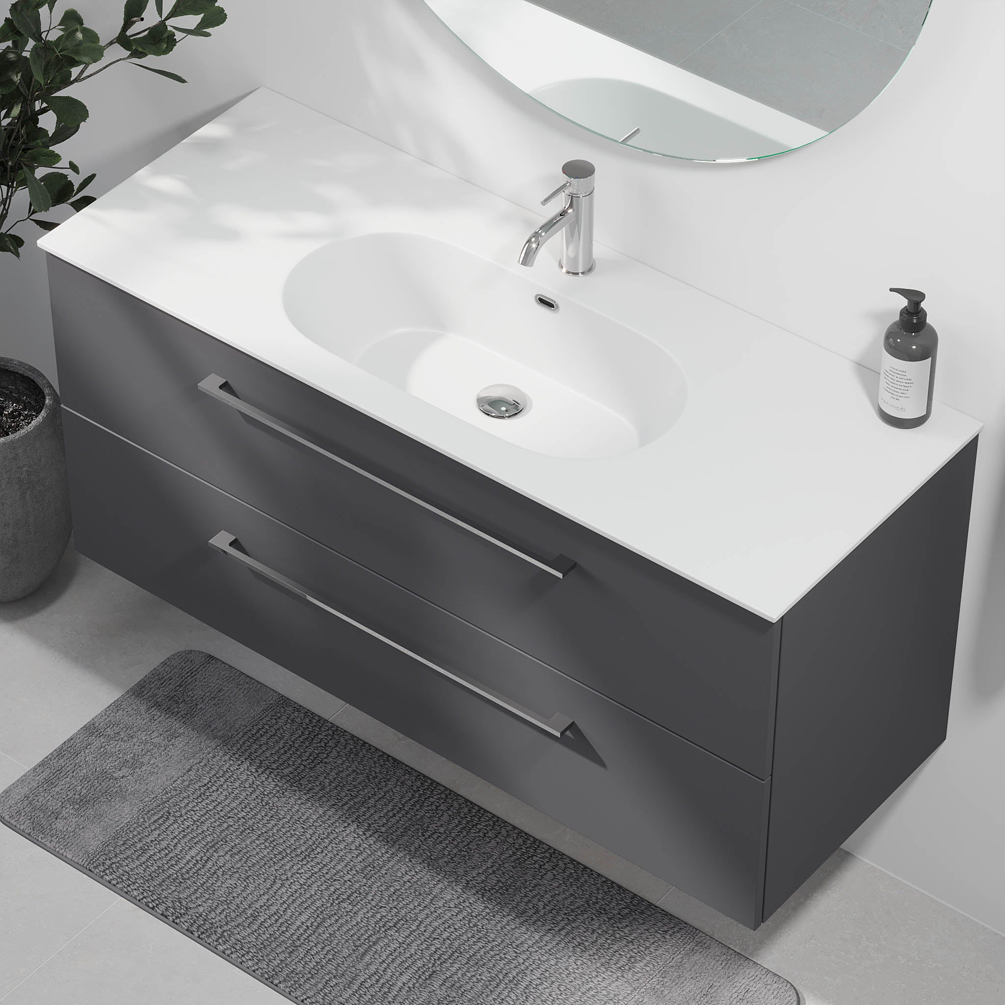 Harstad Badrumsmöbel, Antracitgrå - Tvättställsskåp - BATH DELUXE - EXCLUSIVE - 75 - 120 - 58 - 43 - 40 - BATHDELUXE SWEDEN