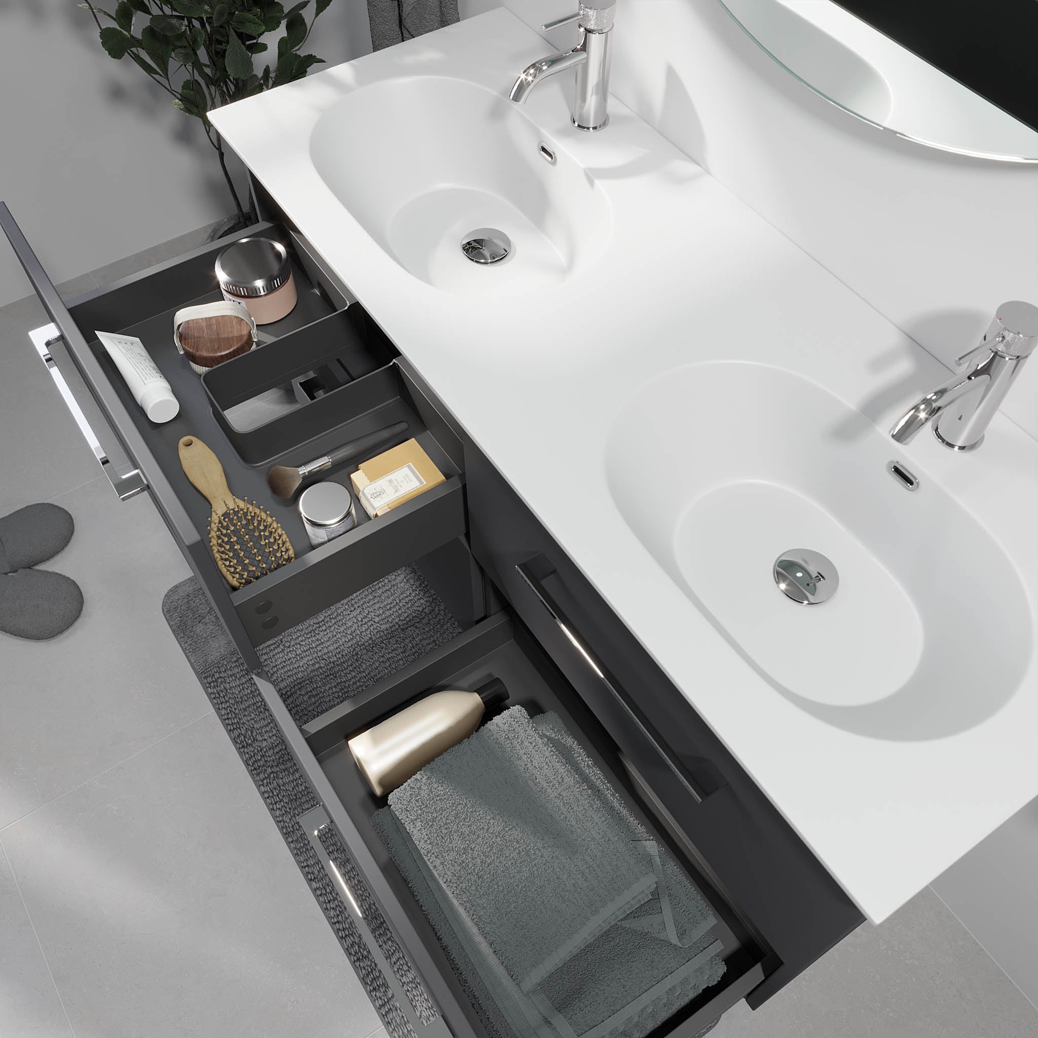 Harstad Badrumsmöbel, Antracitgrå - Tvättställsskåp - BATH DELUXE - EXCLUSIVE - 75 - 120 - 58 - 43 - 42 - BATHDELUXE SWEDEN