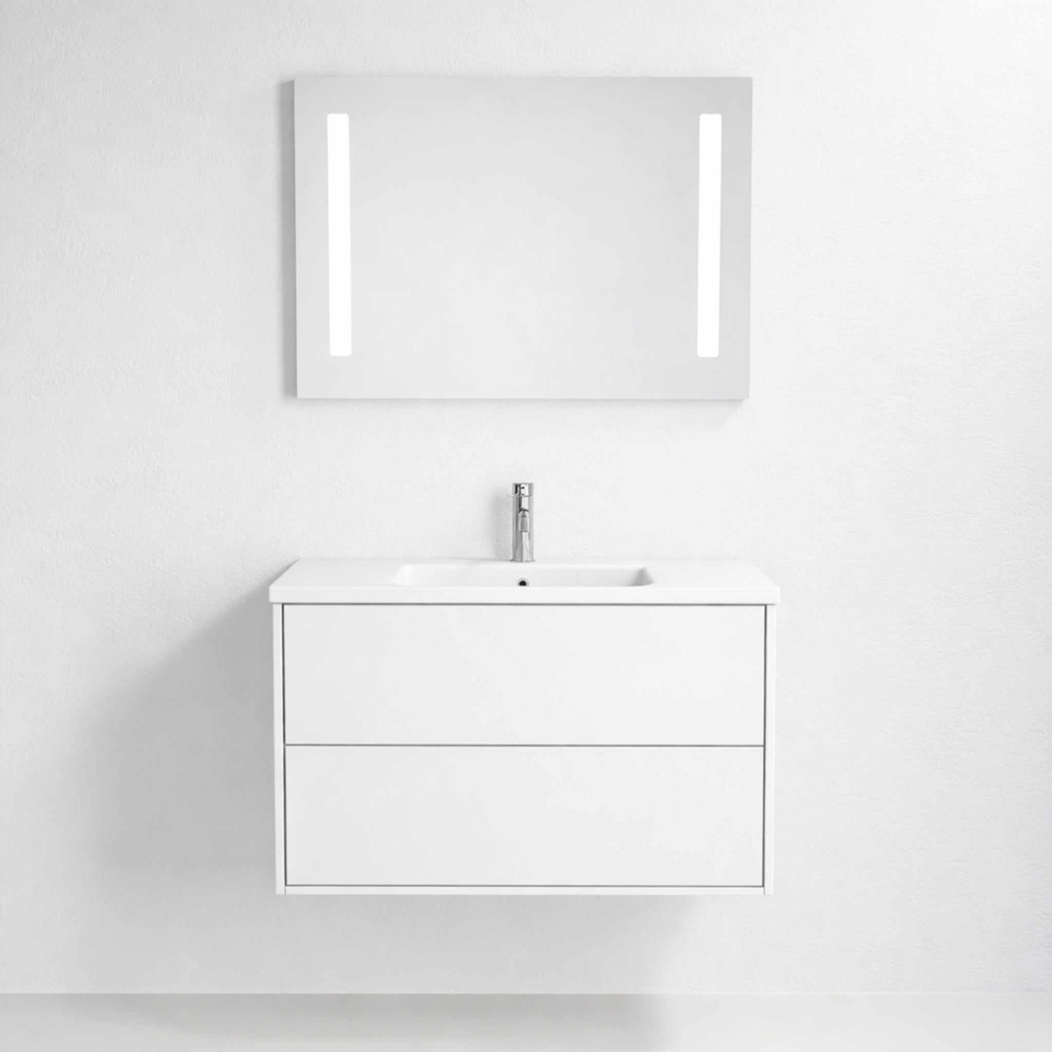 Badrumsmöbel med klassisk front - 90x46x58 cm - vitmatt - porslinstvättställ - Nolvik - Tvättställsskåp - BATH DELUXE - EXCLUSIVE - 76-090-68-01-80 - BATHDELUXE SWEDEN