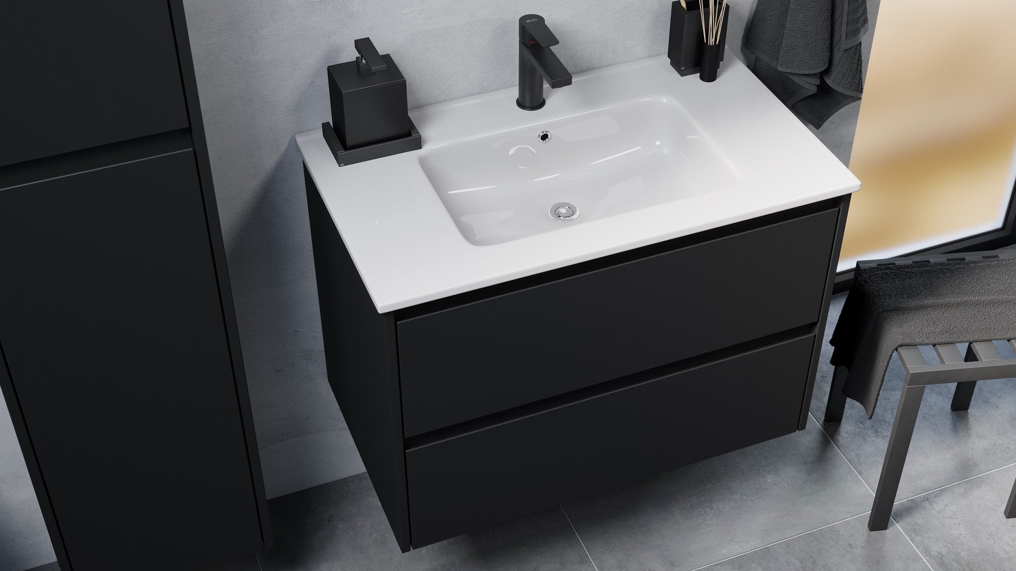 Molde Badrumsmöbel, Svart Matt - Tvättställsskåp - BATH DELUXE - EXCLUSIVE - 77 - 060 - 11 - 02 - 00 - BATHDELUXE SWEDEN