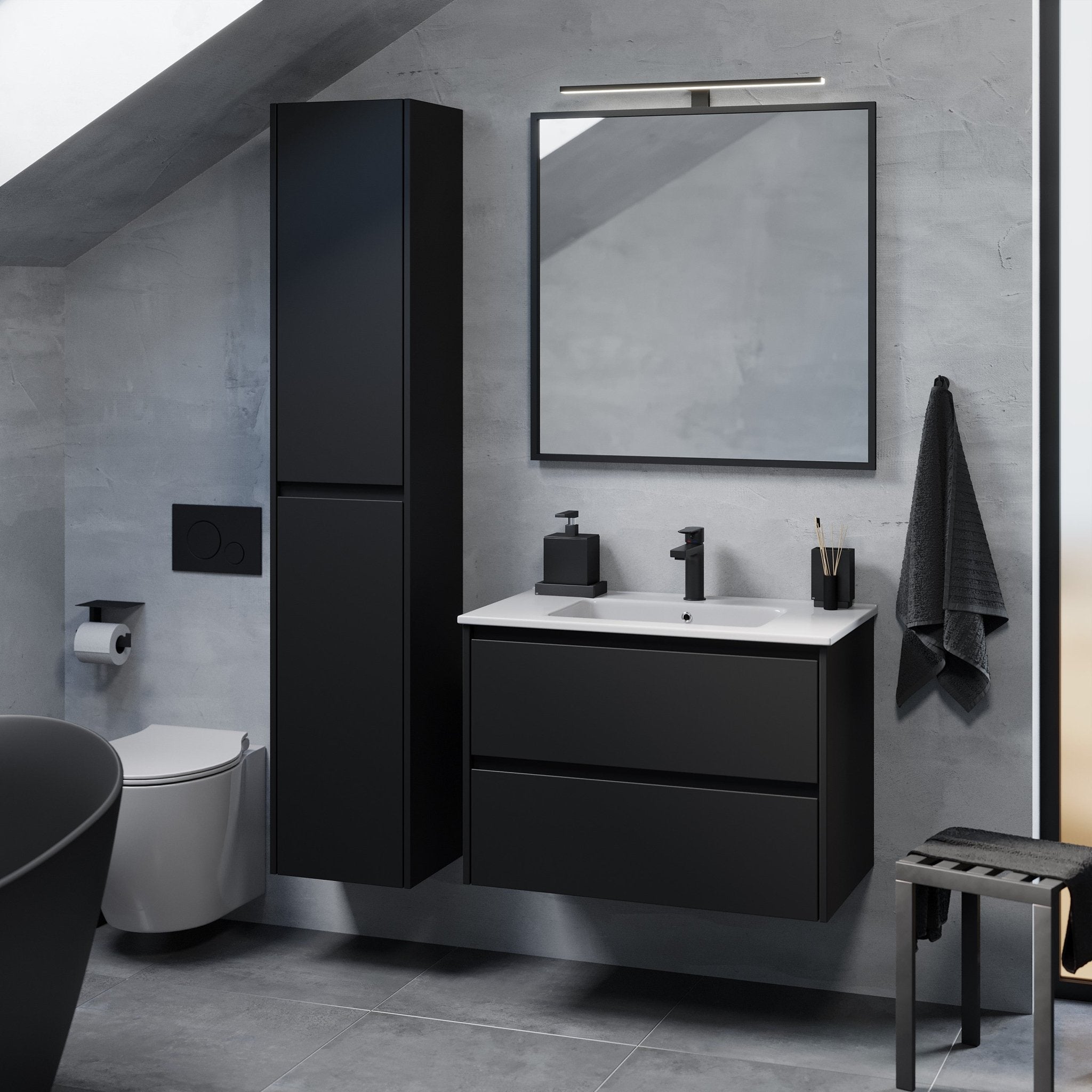 Molde Badrumsmöbel, Svart Matt - Tvättställsskåp - BATH DELUXE - EXCLUSIVE - 77 - 060 - 11 - 02 - 00 - BATHDELUXE SWEDEN