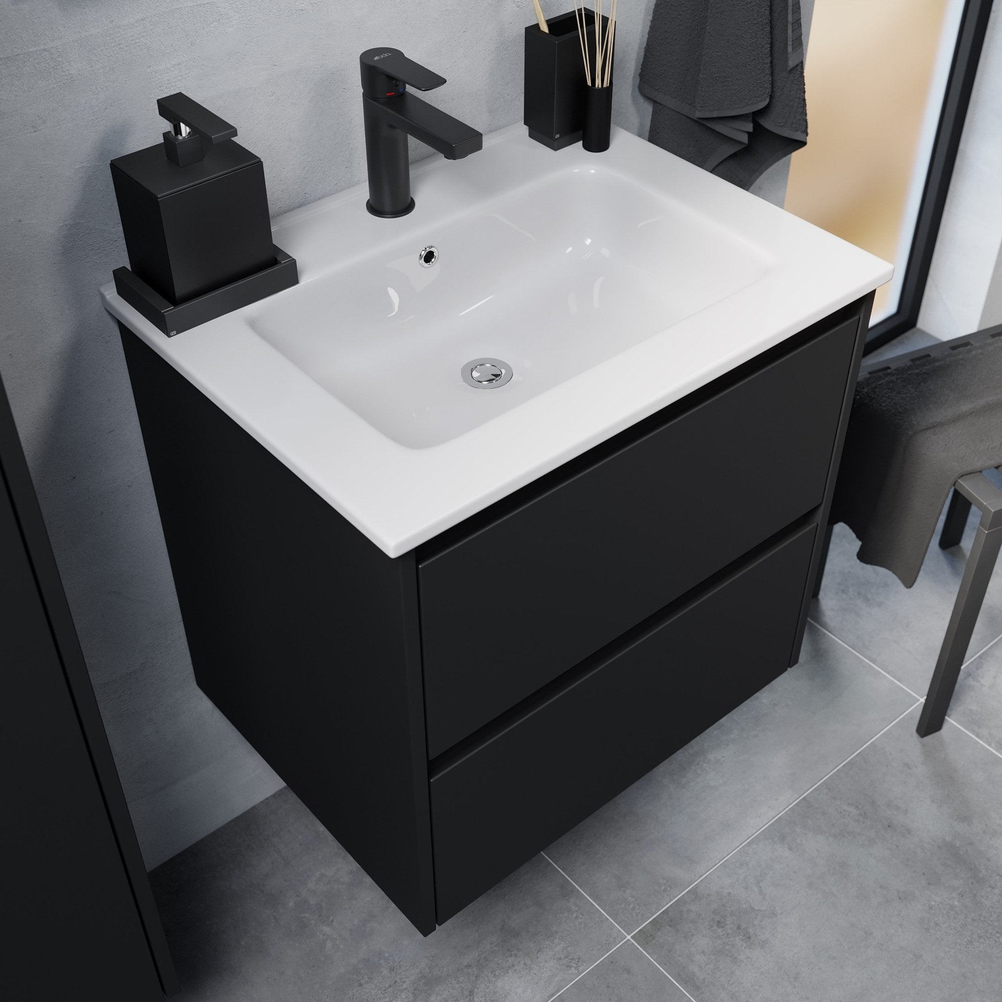 Molde Badrumsmöbel, Svart Matt - Tvättställsskåp - BATH DELUXE - EXCLUSIVE - 77 - 060 - 11 - 02 - 00 - BATHDELUXE SWEDEN