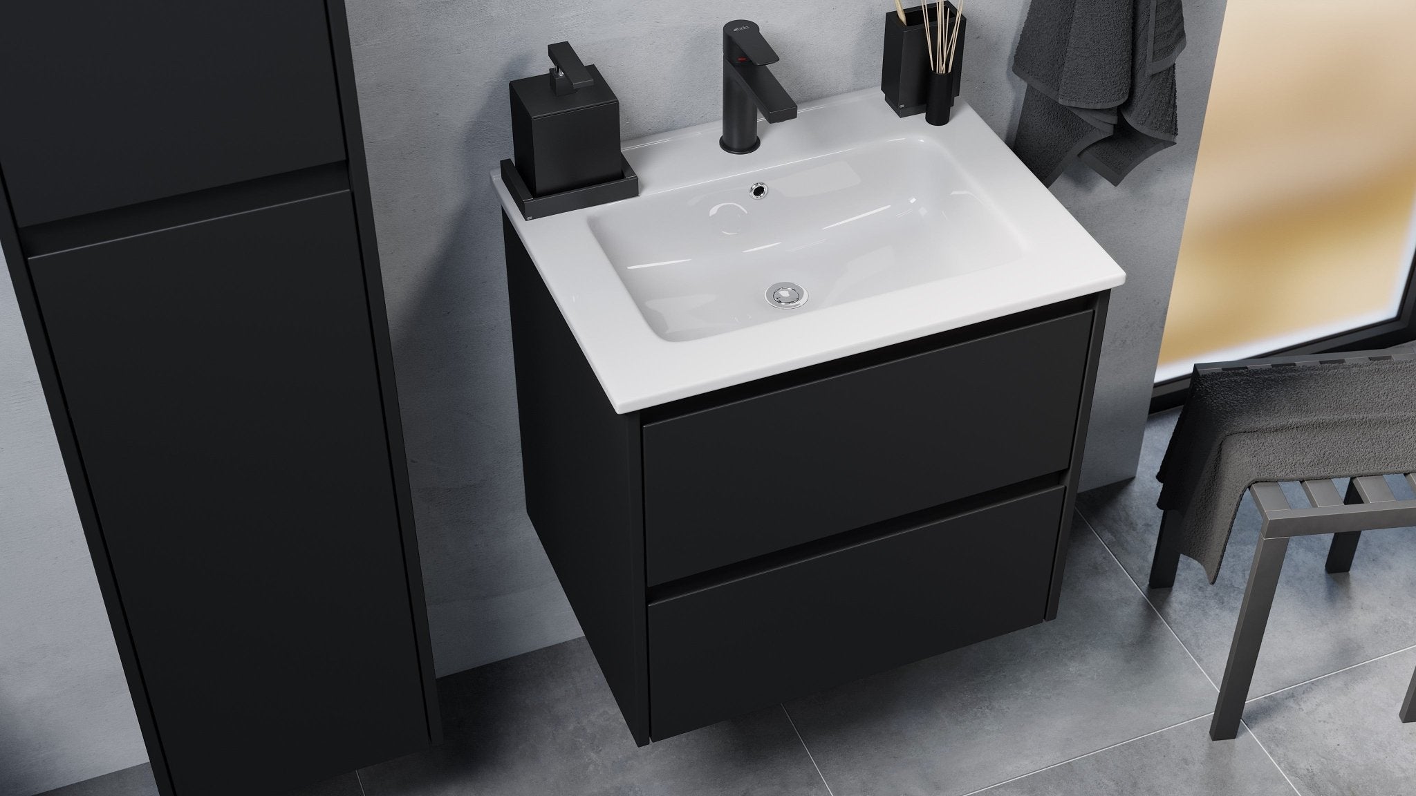 Molde Badrumsmöbel, Svart Matt - Tvättställsskåp - BATH DELUXE - EXCLUSIVE - 77 - 060 - 11 - 02 - 00 - BATHDELUXE SWEDEN
