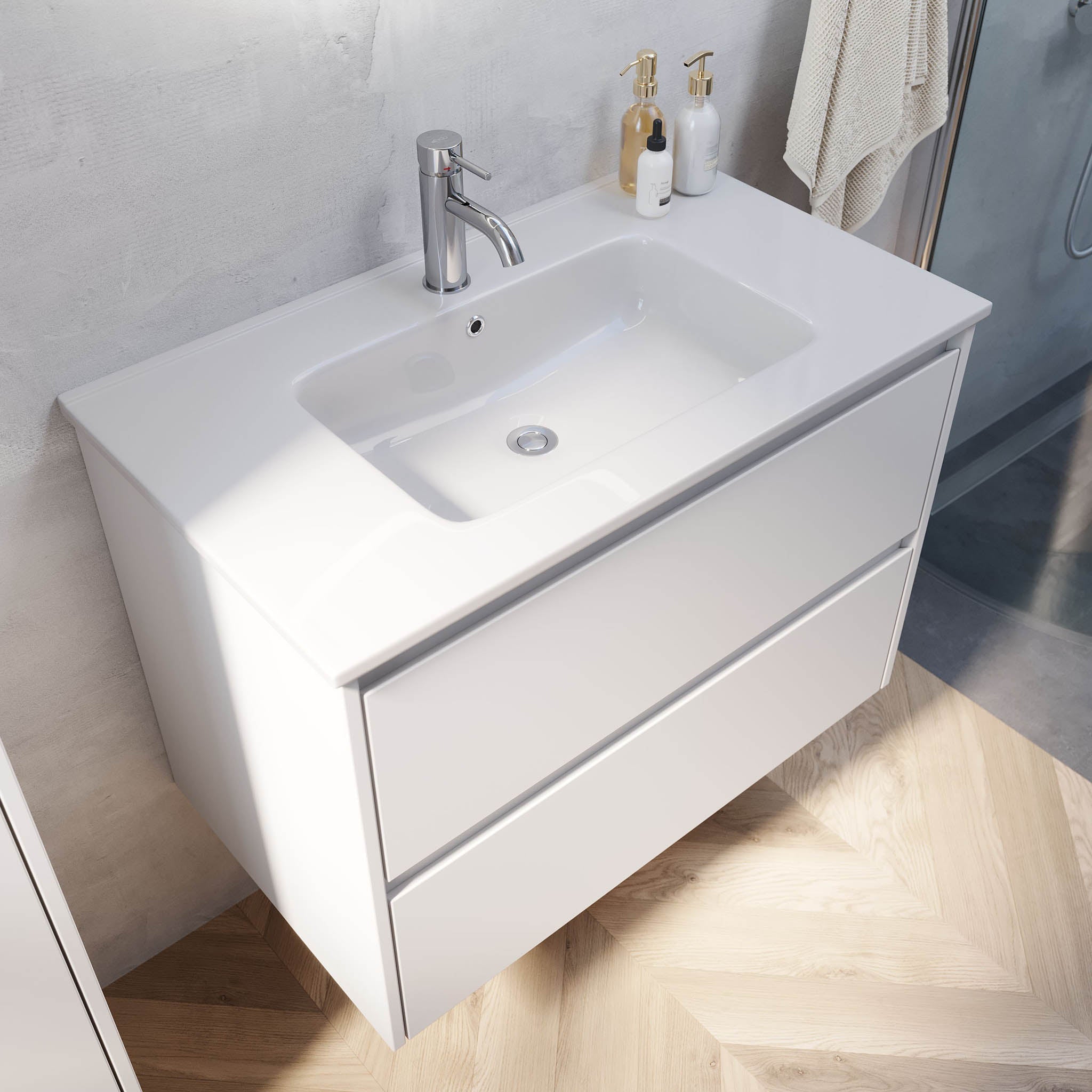 Molde Badrumsmöbel, Vit Matt - Tvättställsskåp - BATH DELUXE - EXCLUSIVE - 77 - 080 - 11 - 01 - 00 - BATHDELUXE SWEDEN