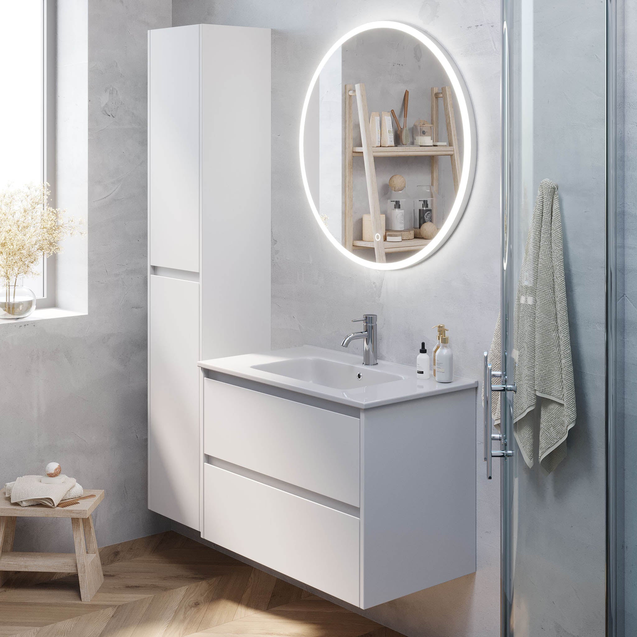 Molde Badrumsmöbel, Vit Matt - Tvättställsskåp - BATH DELUXE - EXCLUSIVE - 77 - 080 - 11 - 01 - 00 - BATHDELUXE SWEDEN