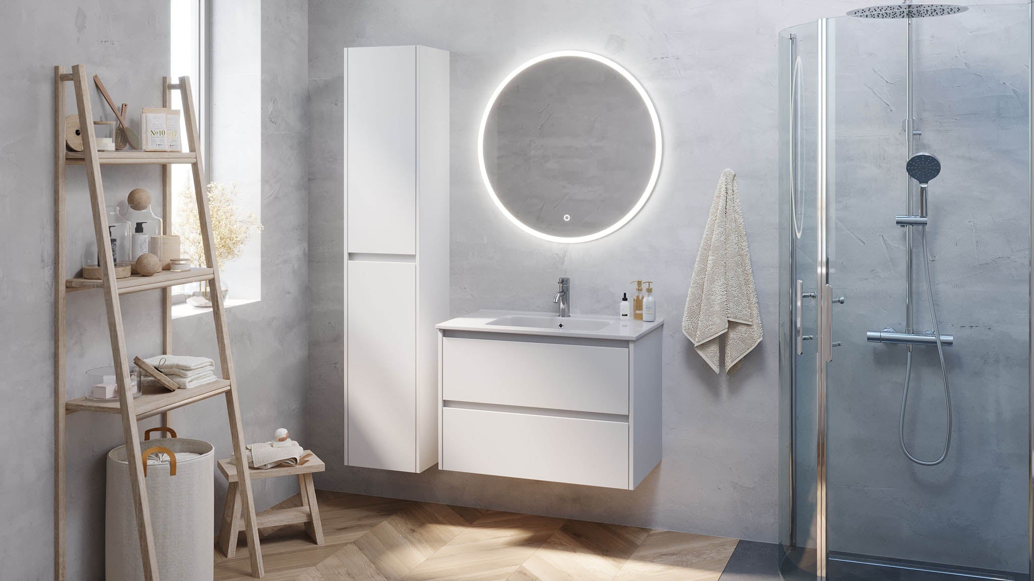 Molde, möbelset - en låda, vit matta - 79 cm - Möbelset - En låda - BATH DELUXE - EXCLUSIVE - 77-080-11-01-00 - BATHDELUXE SWEDEN