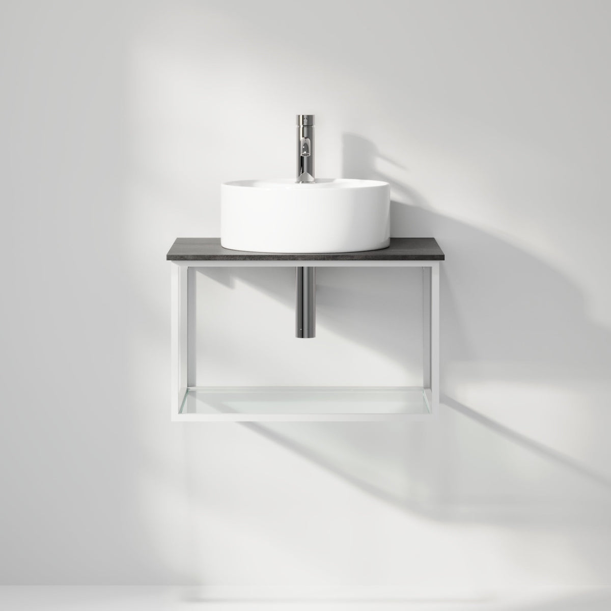 Vanity unit 60 cm in matt white with glass shelf - Stenstorp - MASTERSTORE - 8595677159950 - Vanity Units - 79-060-11-01-40 - 8595677159950