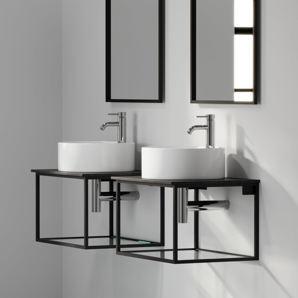 Vanity unit 60 cm in matt black with glass shelf - Stenstorp - MASTERSTORE - 8595677159967 - Vanity Units - 79-060-11-02-40 - 8595677159967