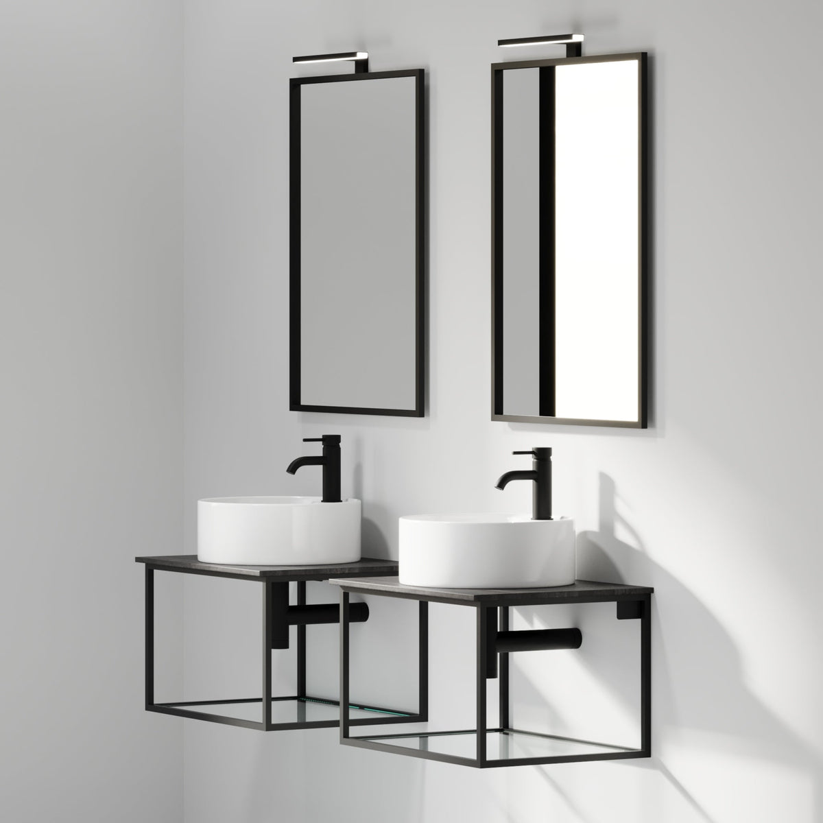 Vanity unit 60 cm in matt black with glass shelf - Stenstorp - MASTERSTORE - 8595677159967 - Vanity Units - 79-060-11-02-40 - 8595677159967