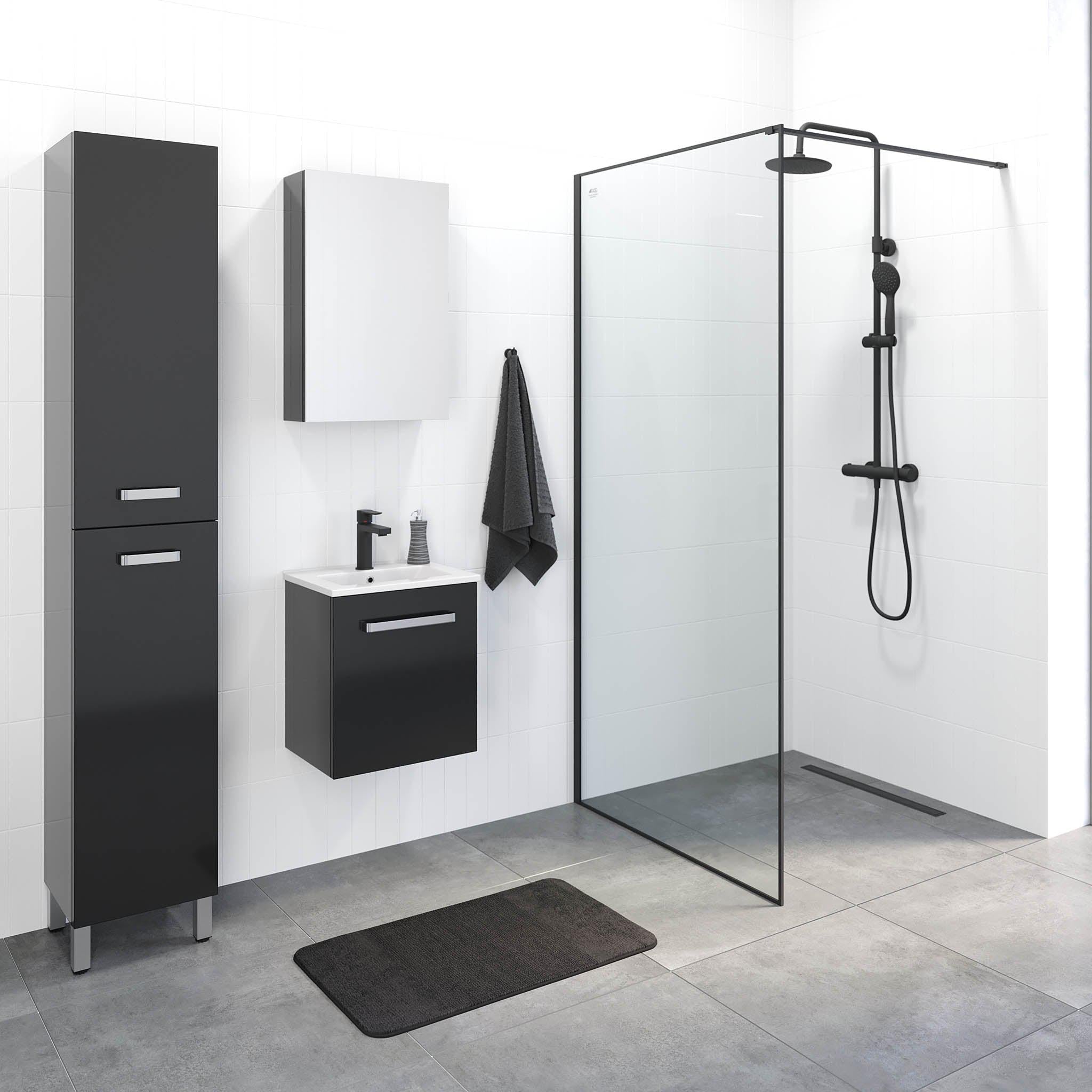 Kansas Badrumsmöbel, Svart Högblank - Tvättställsskåp - BATH DELUXE - BASIC - 80 - 040 - 03 - 12 - 02 - BATHDELUXE SWEDEN
