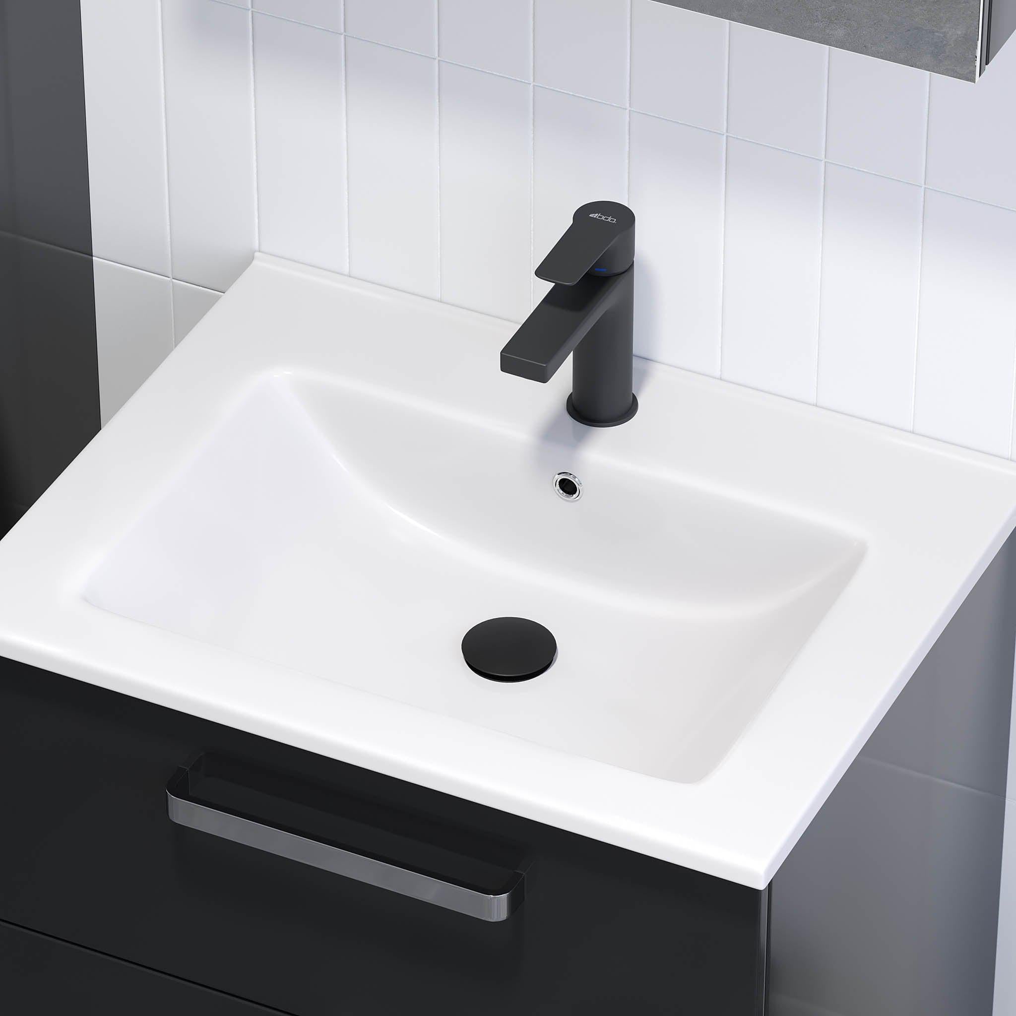 Kansas Badrumsmöbel, Svart Högblank - Tvättställsskåp - BATH DELUXE - BASIC - 80 - 060 - 03 - 12 - 02 - BATHDELUXE SWEDEN
