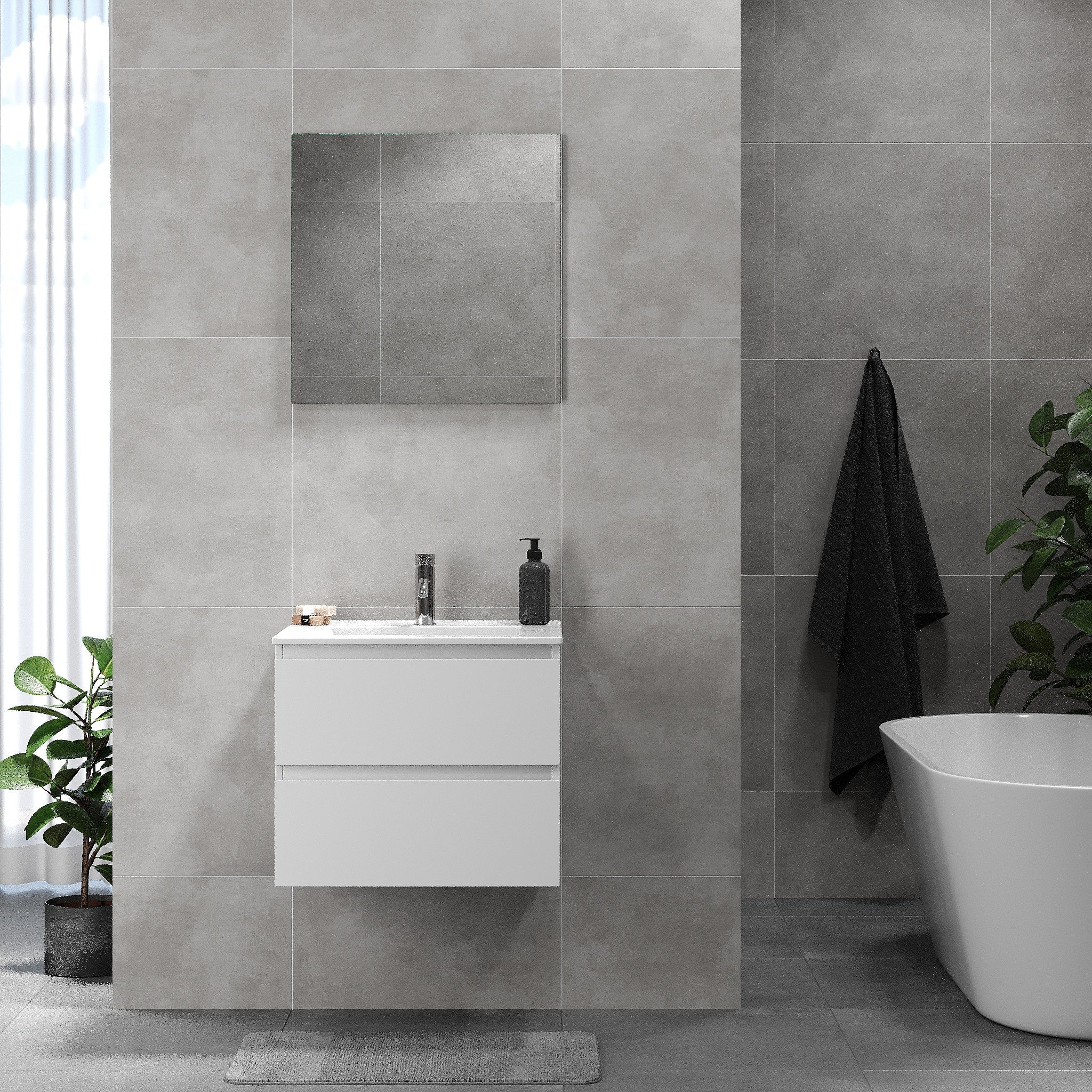 Kenwood Badrumsmöbel, Vit Matt - Tvättställsskåp - BATH DELUXE - BASIC - 80 - 060 - 04 - 01 - 01 - BATHDELUXE SWEDEN