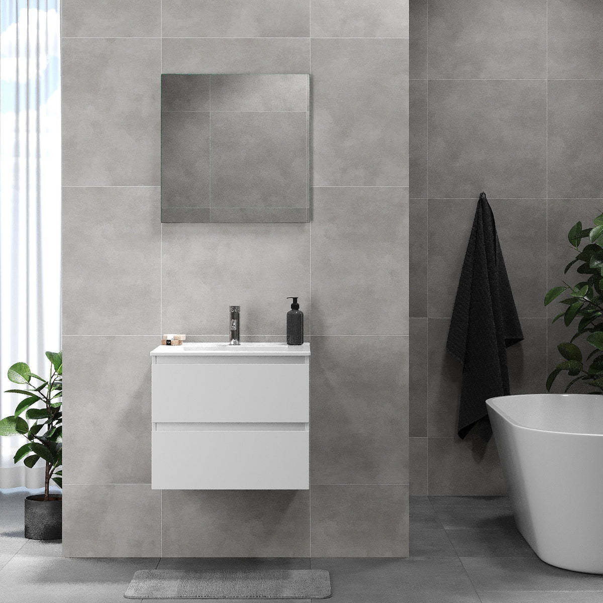 Kenwood, Furniture Set - Basin & Cabinet, White Mat - 91 cm - MASTERSTORE - 8595677181081 - Furniture Set - Code - 80-090-04-01-01 - 8595677181081