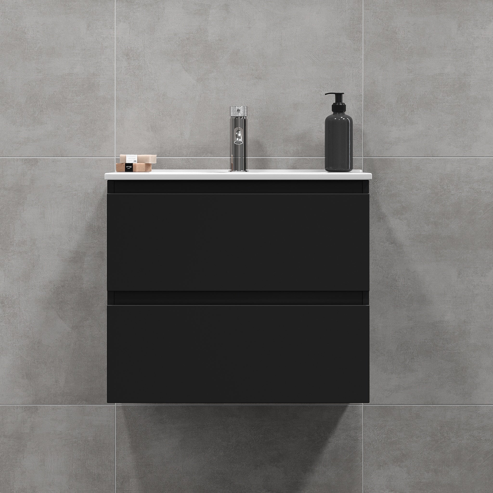 Kenwood Badrumsmöbel, Svart Matt - Tvättställsskåp - BATH DELUXE - BASIC - 80 - 090 - 04 - 02 - 01 - BATHDELUXE SWEDEN