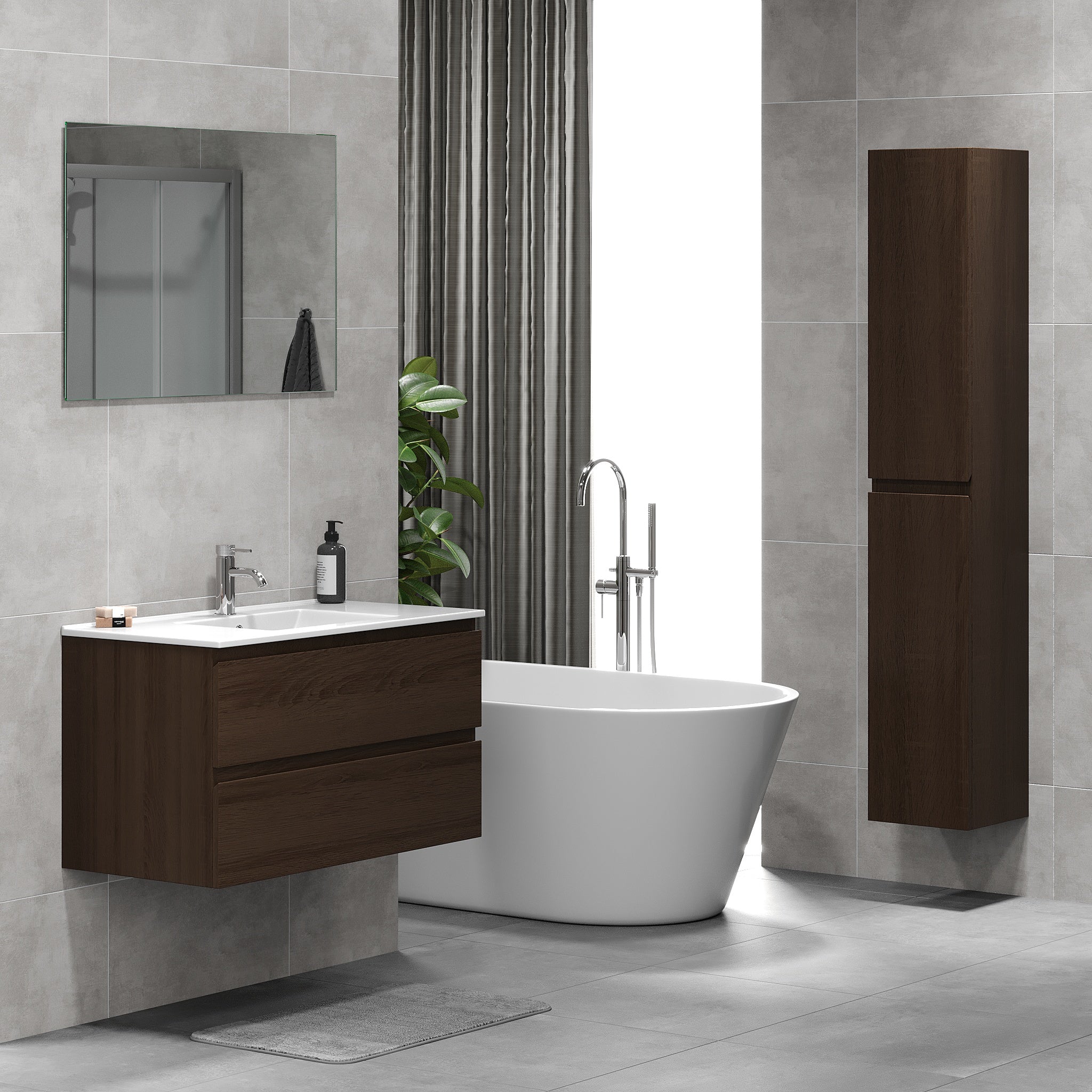 Kenwood Badrumsmöbel, Valnöt - Tvättställsskåp - BATH DELUXE - BASIC - 80 - 090 - 04 - 84 - 01 - BATHDELUXE SWEDEN