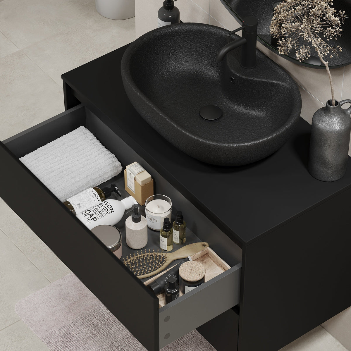 Seiland, Furniture Set - Basin & Cabinet, Black Mat - 60 cm - MASTERSTORE - 8595677183733 - Furniture Set - Code - 83-060-12-02-40 - 8595677183733
